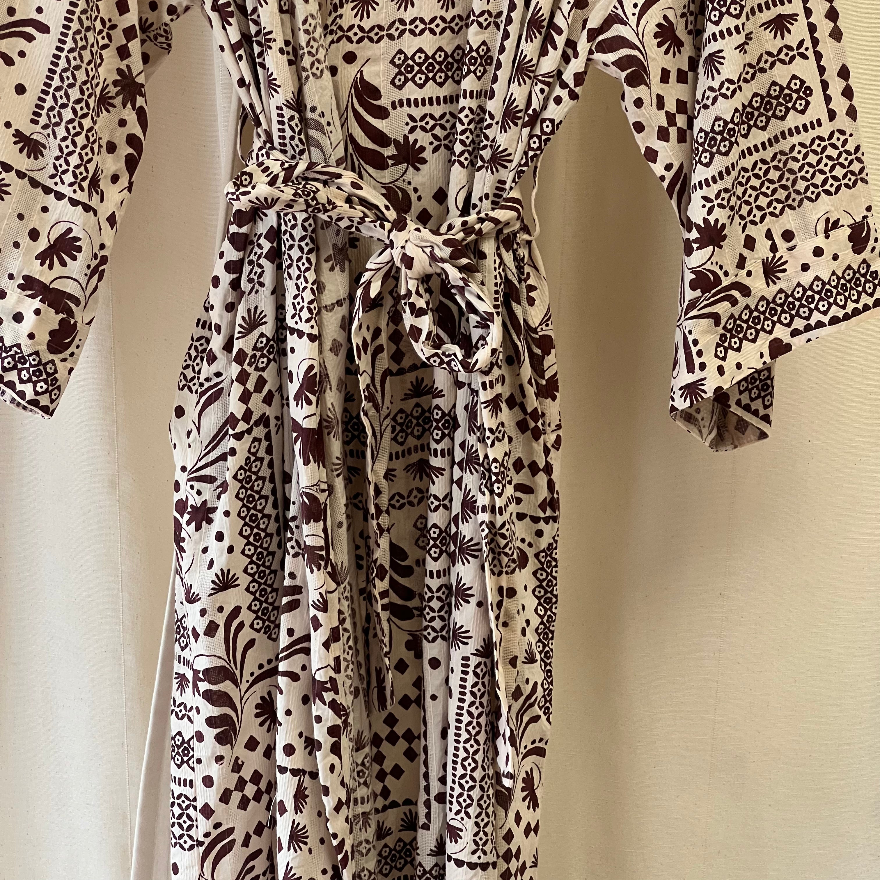 And Or cream with brown pattern kimono