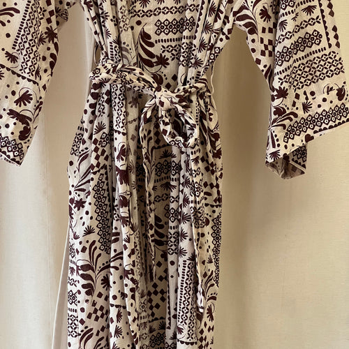 And Or cream with brown pattern kimono
