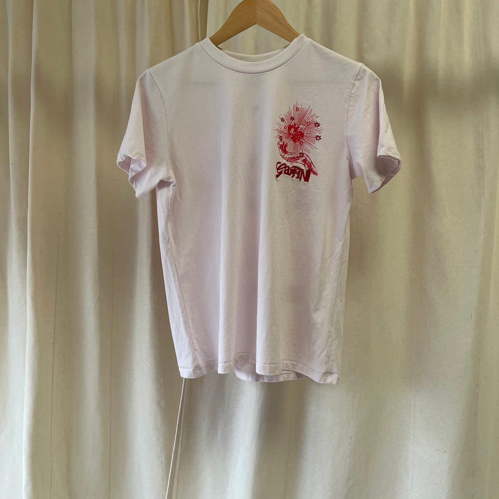 GANNI white t shirt with red graphic