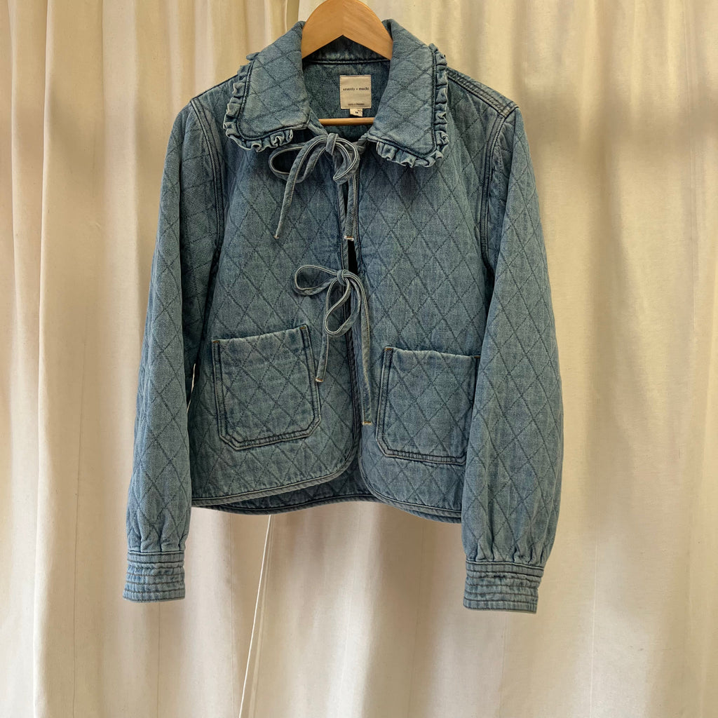 Seventy + Mochi light denim quilted jacket