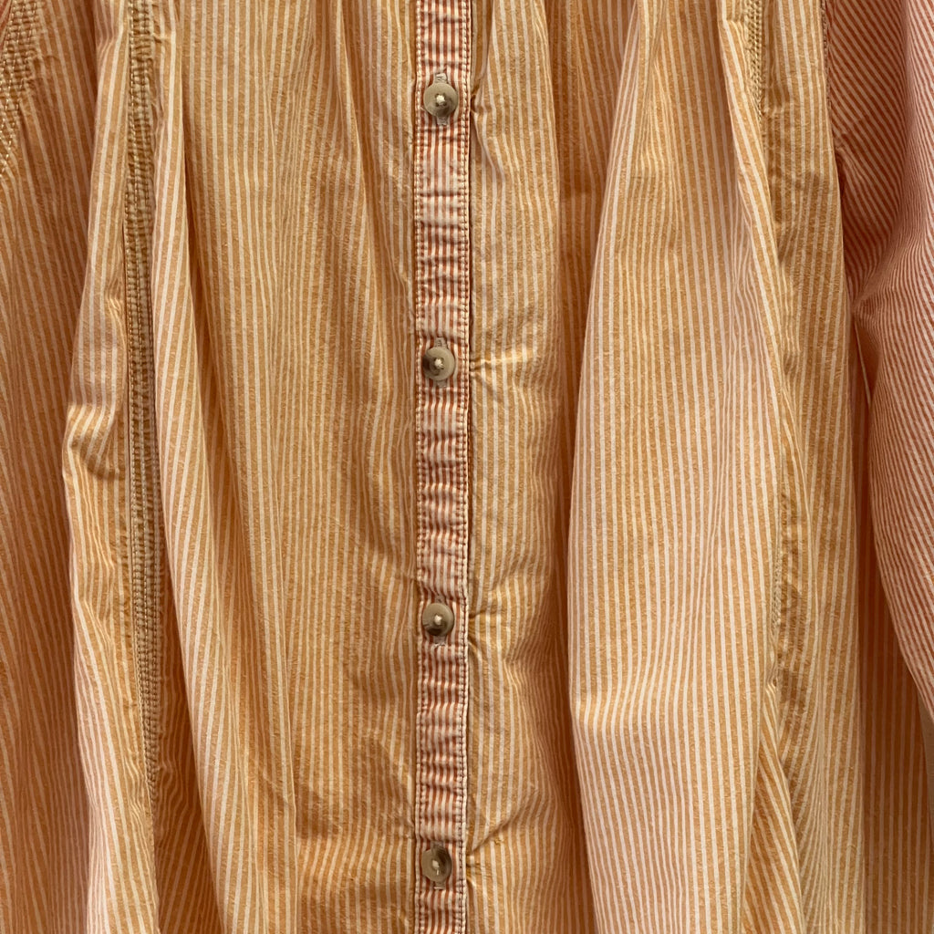 Free People orange + cream pinstripe long sleeve blouse
