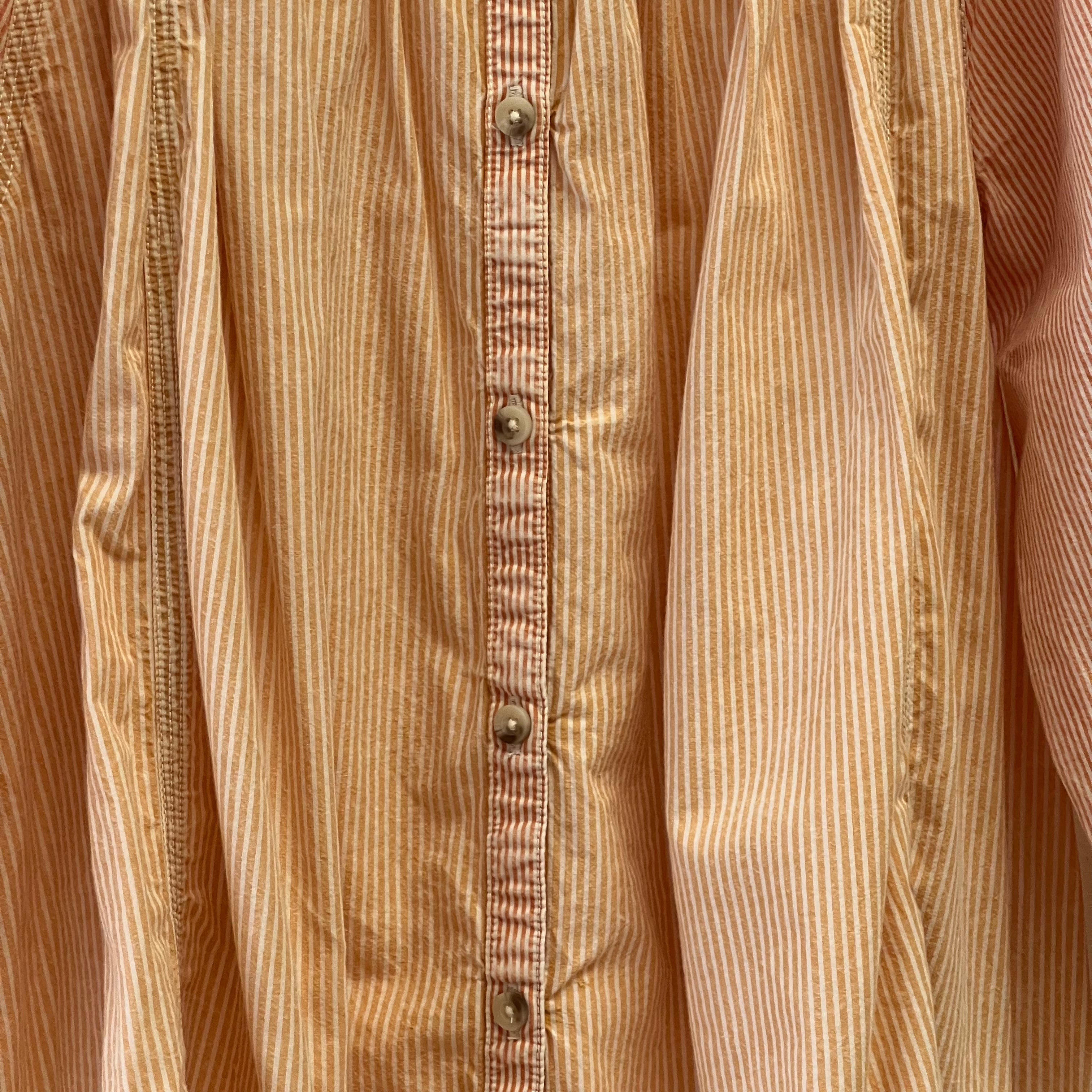 Free People orange + cream pinstripe long sleeve blouse