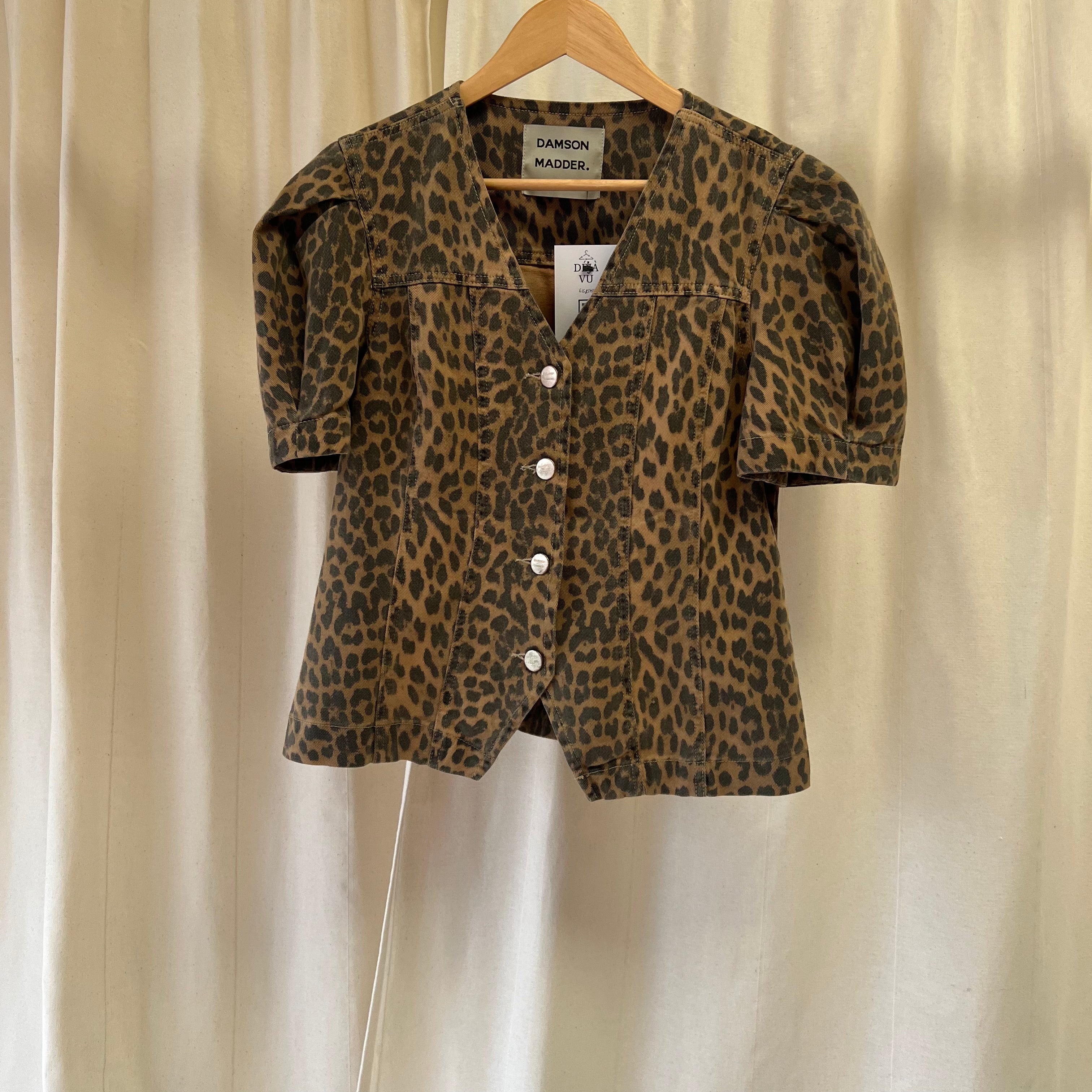 Damson Madder leopard denim short sleeve shirt