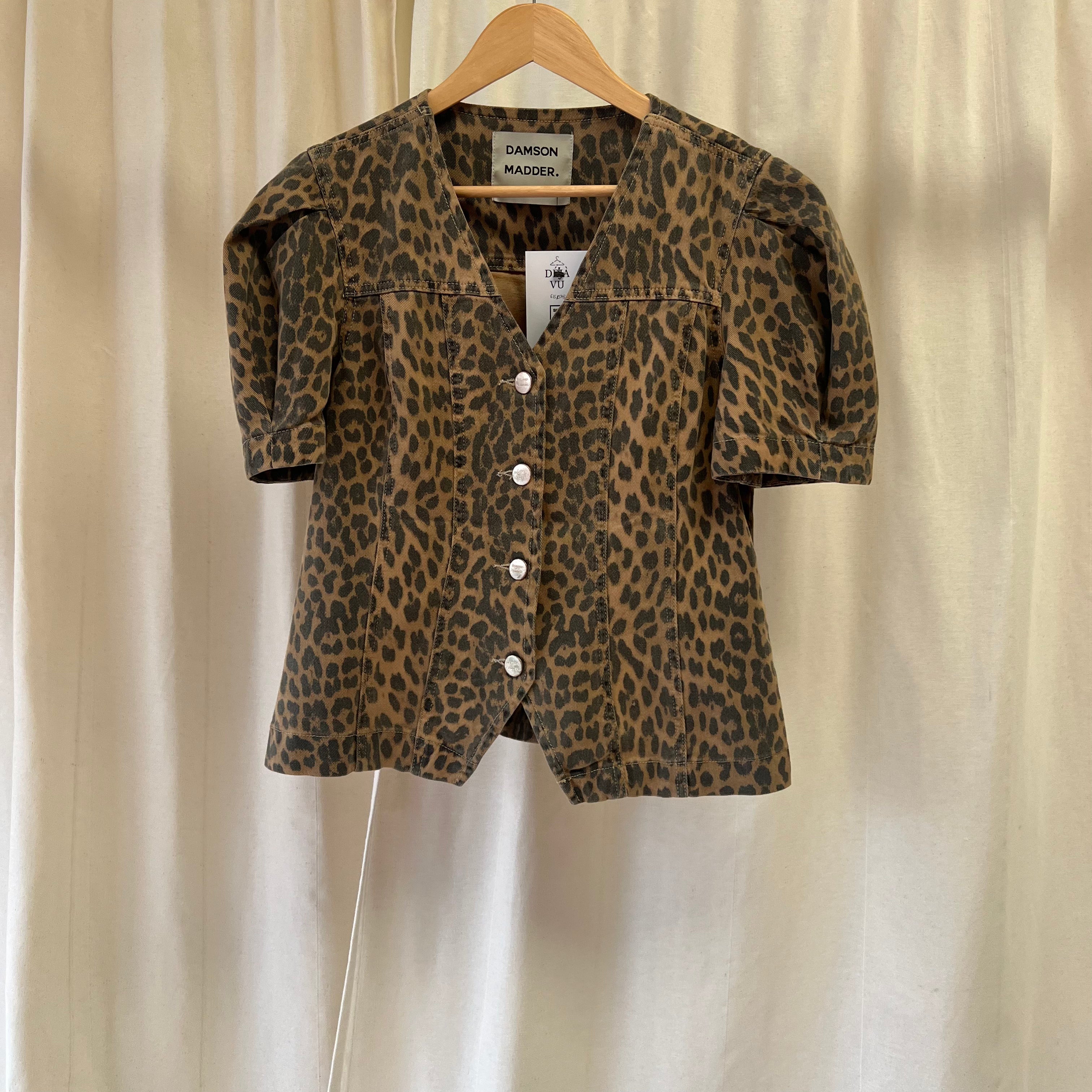 Damson Madder leopard denim short sleeve shirt