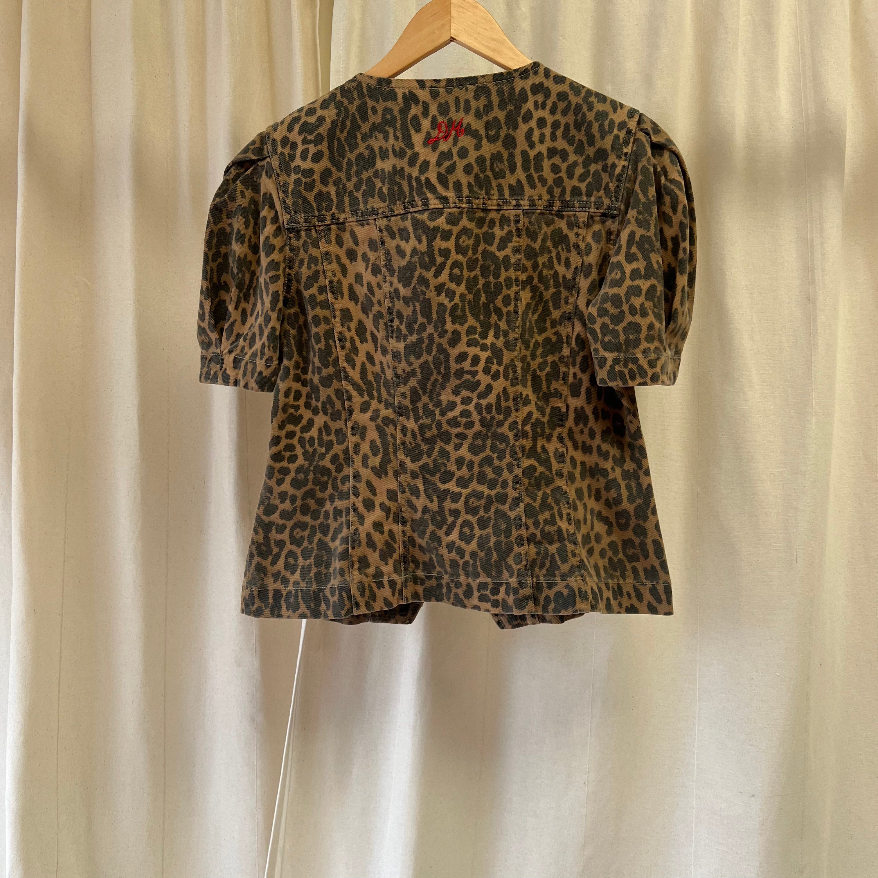 Damson Madder leopard denim short sleeve shirt