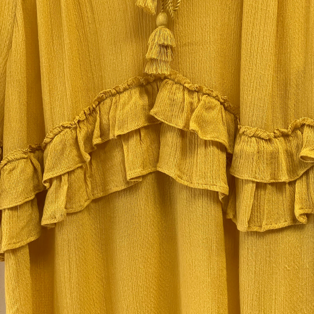 And Or mustard yellow boho style blouse