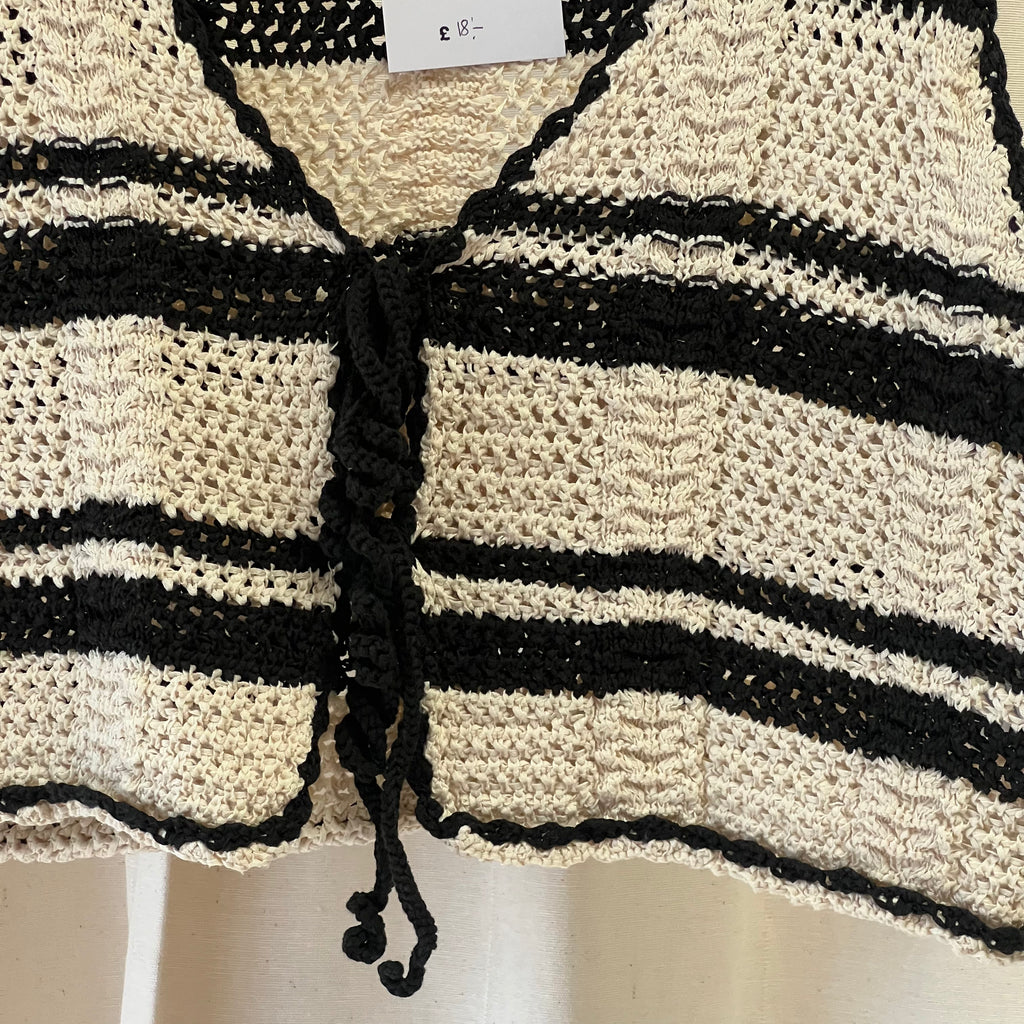 Cotton On black and cream crochet vest