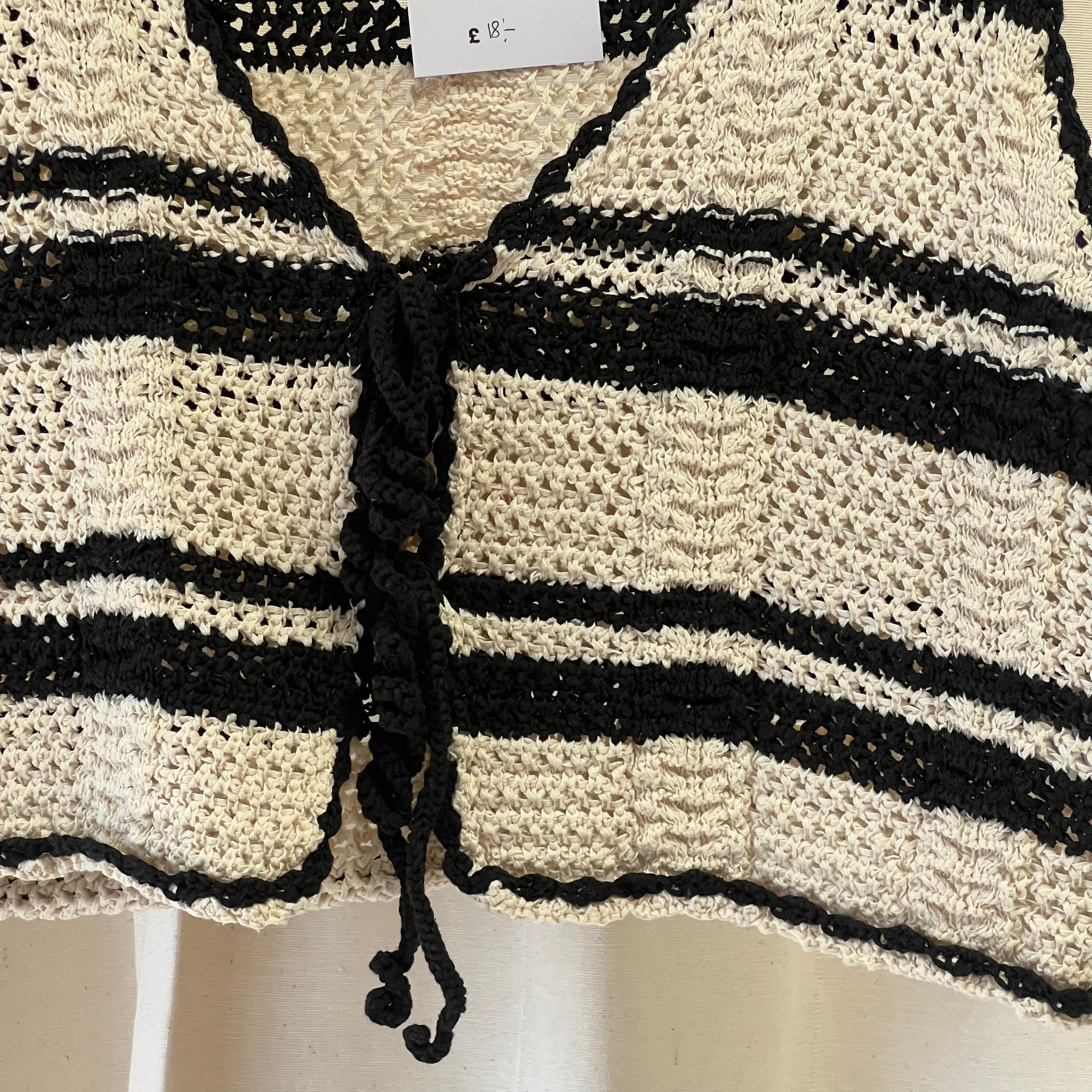 Cotton On black and cream crochet vest