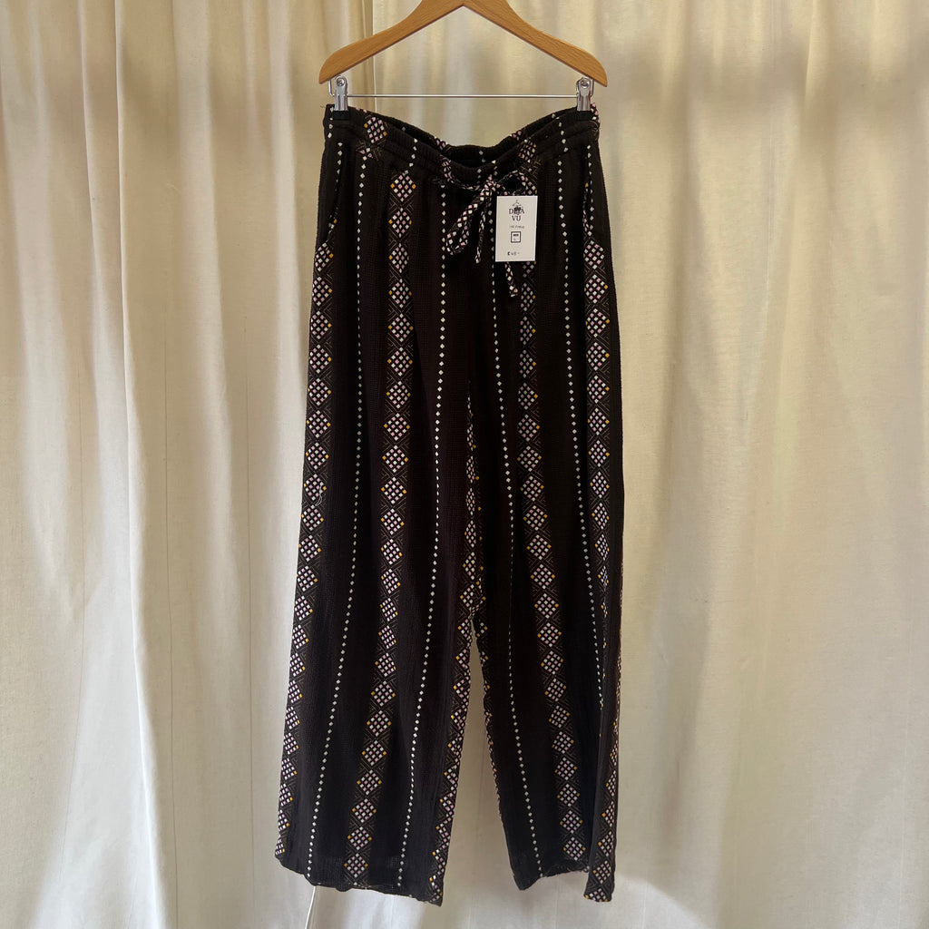 Summery Copenhagen brown pink embroidered knit wide leg trousers