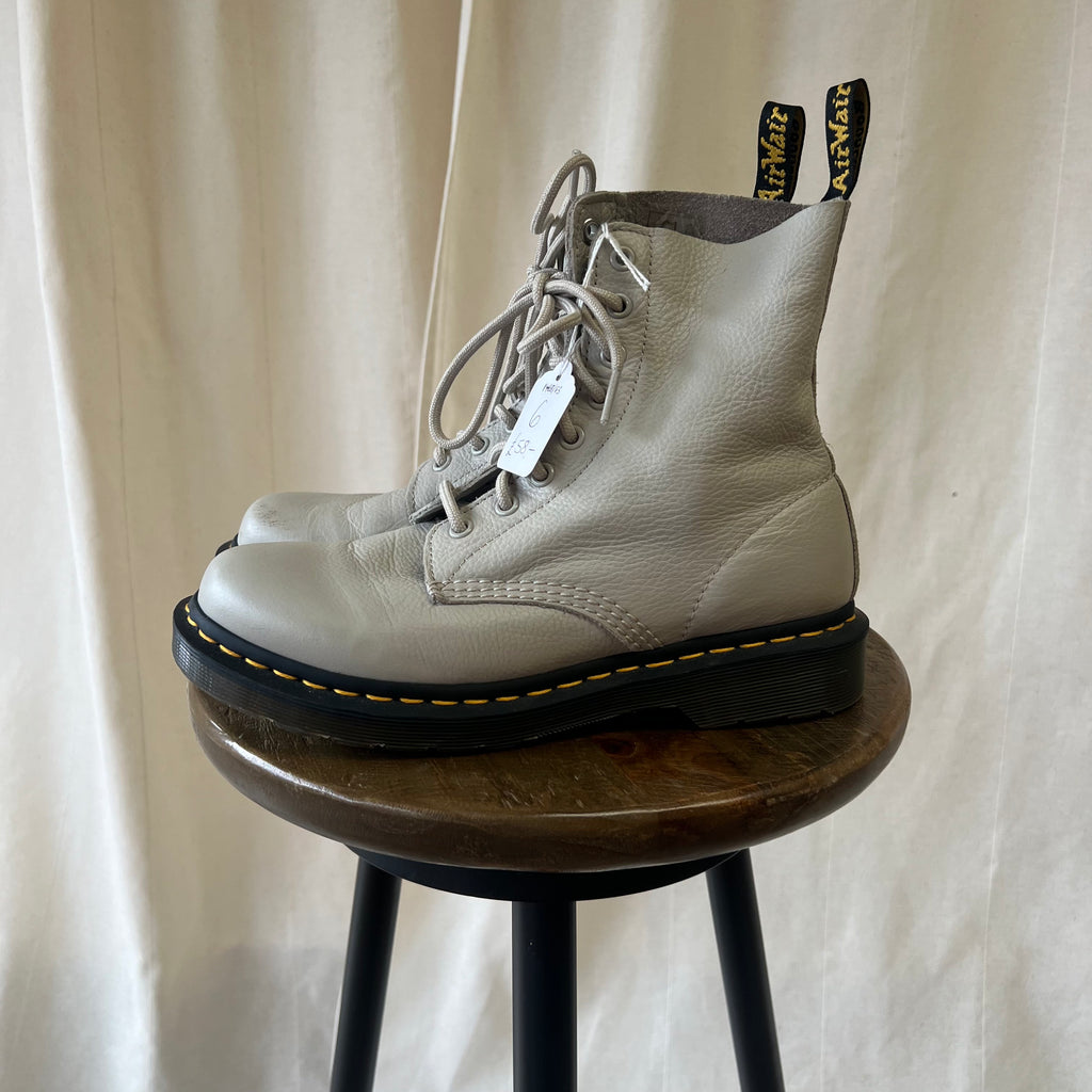 Doc Marten beige lace up boots