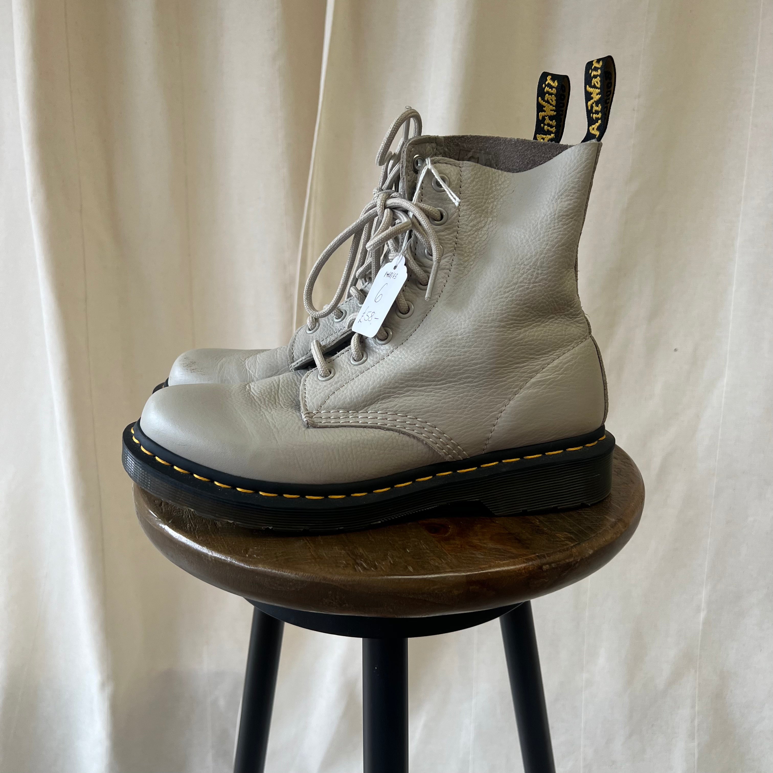 Doc Marten beige lace up boots