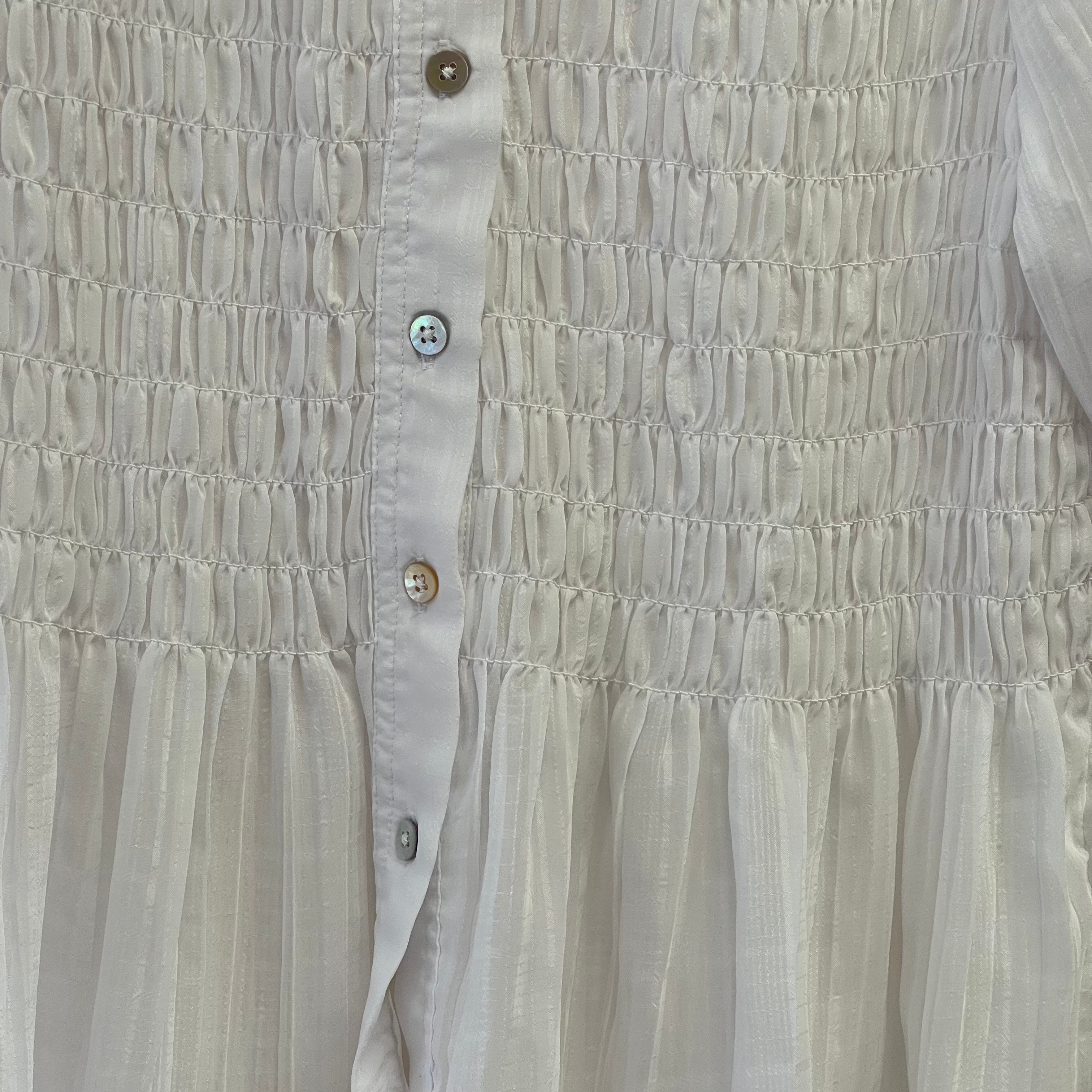 M&S white plisse sheet short sleeve shirt