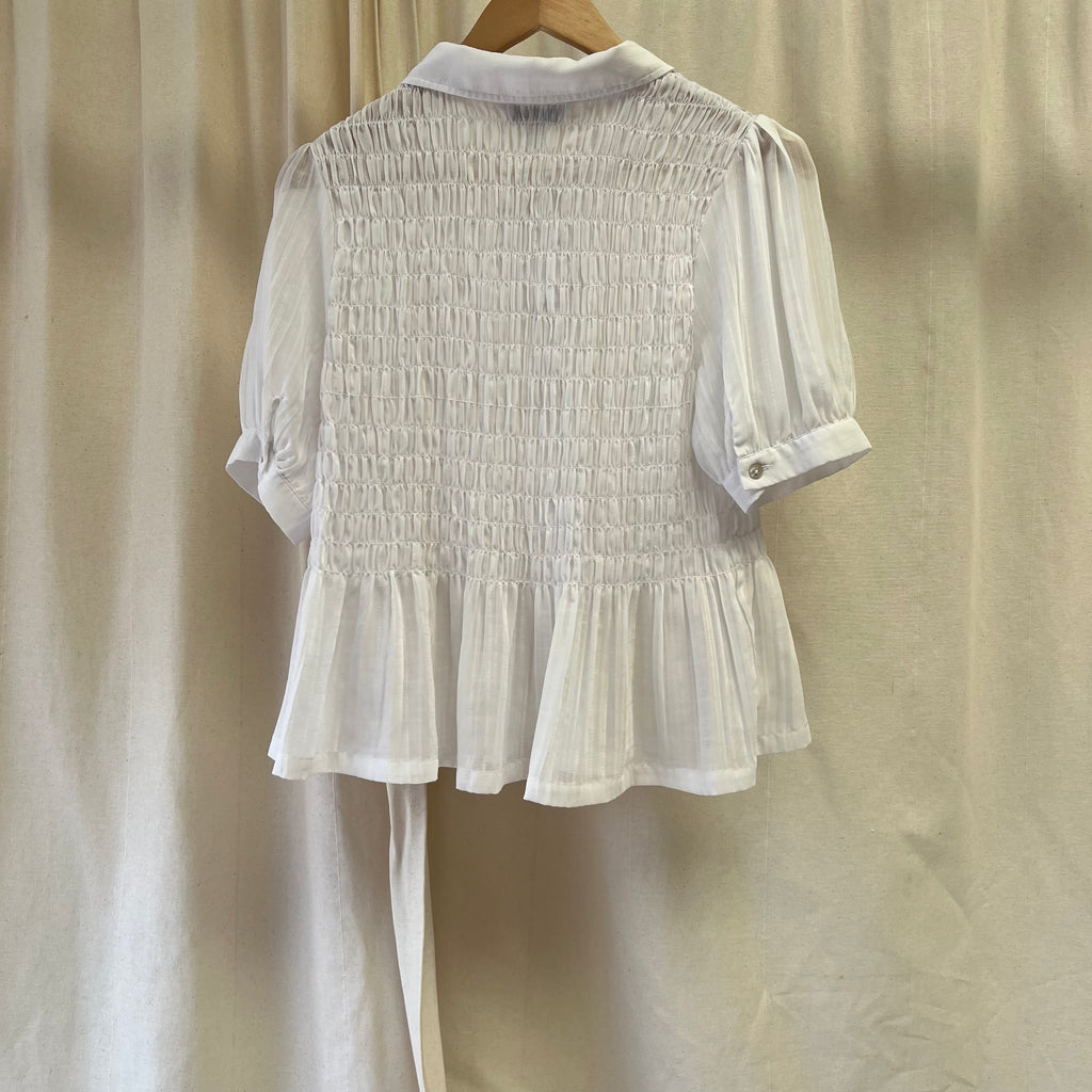 M&S white plisse sheet short sleeve shirt