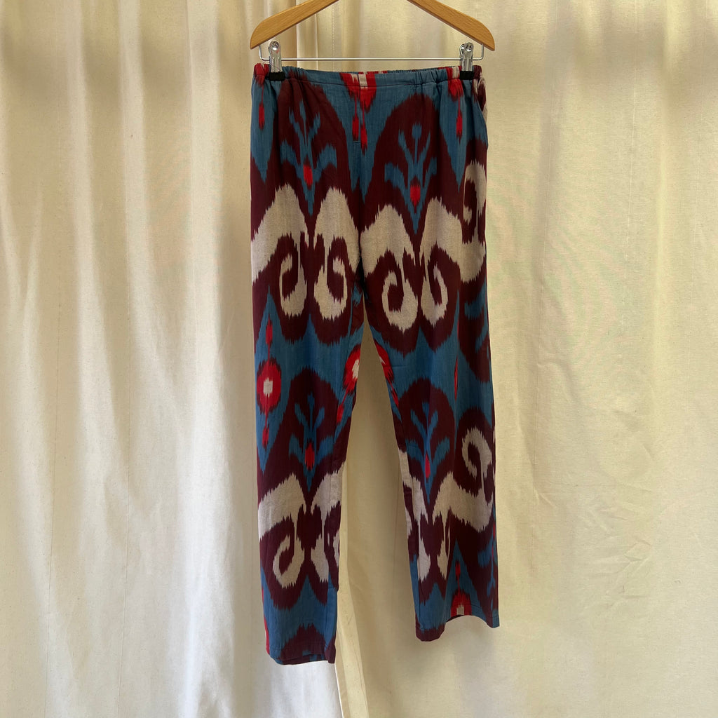 Mul_Olga plum blue and cream linen shirt and trousers so ord