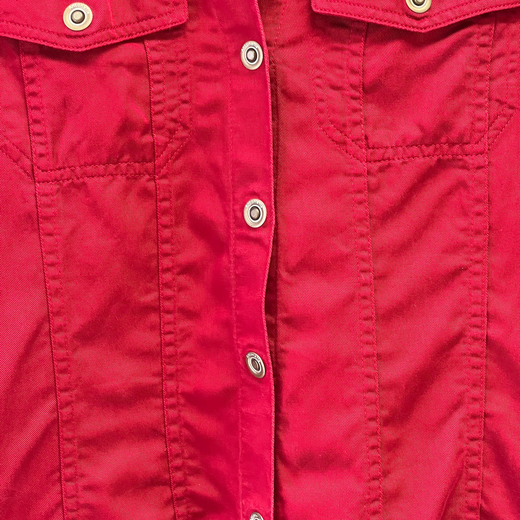 Red cotton utility style shirt with buttons