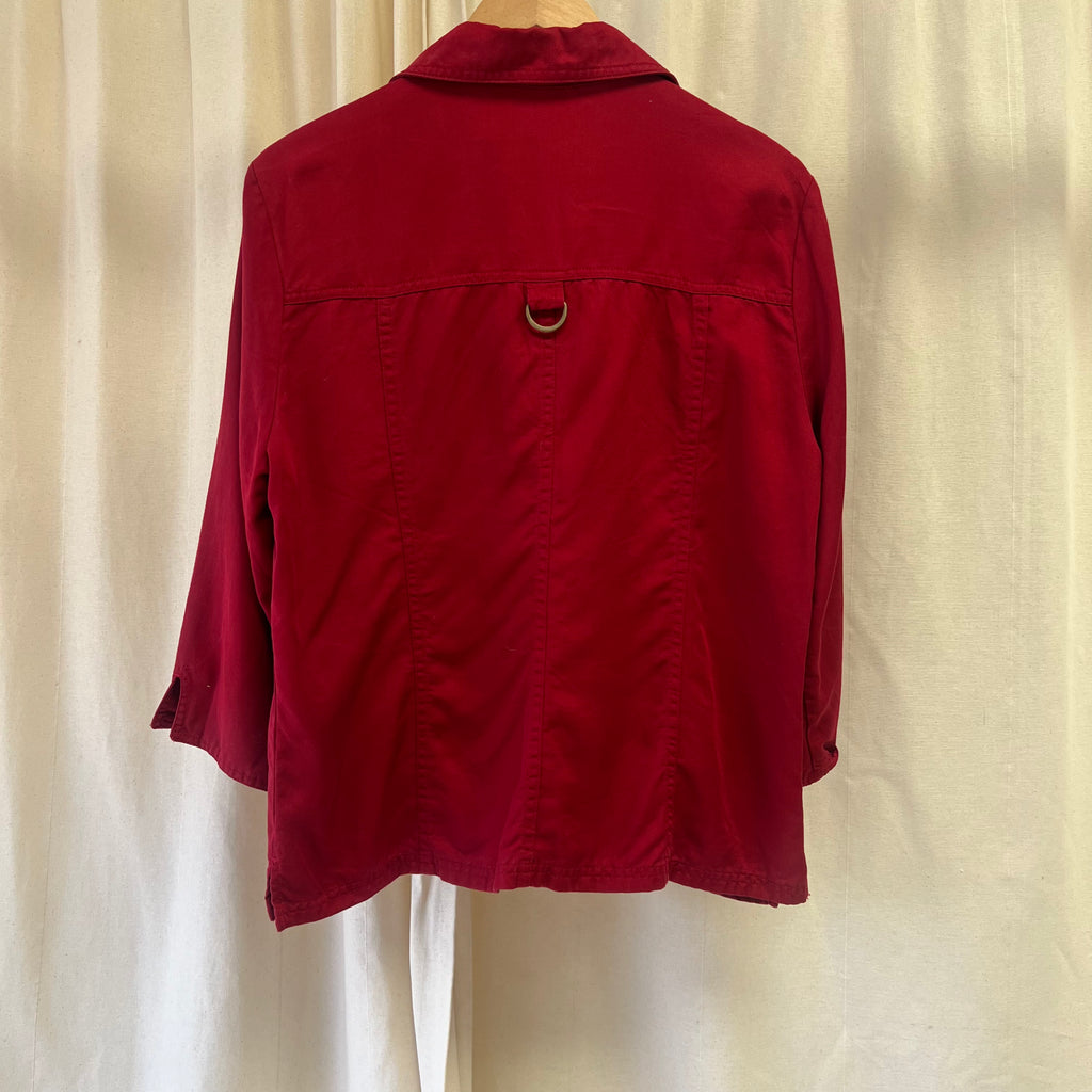 Red cotton utility style shirt with buttons