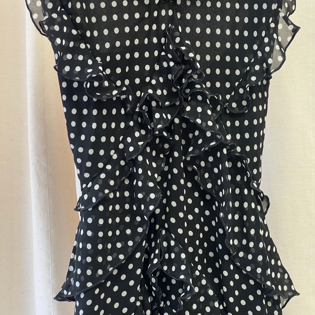 Liu.Jo black and white polka dot strap ruffle mini dress