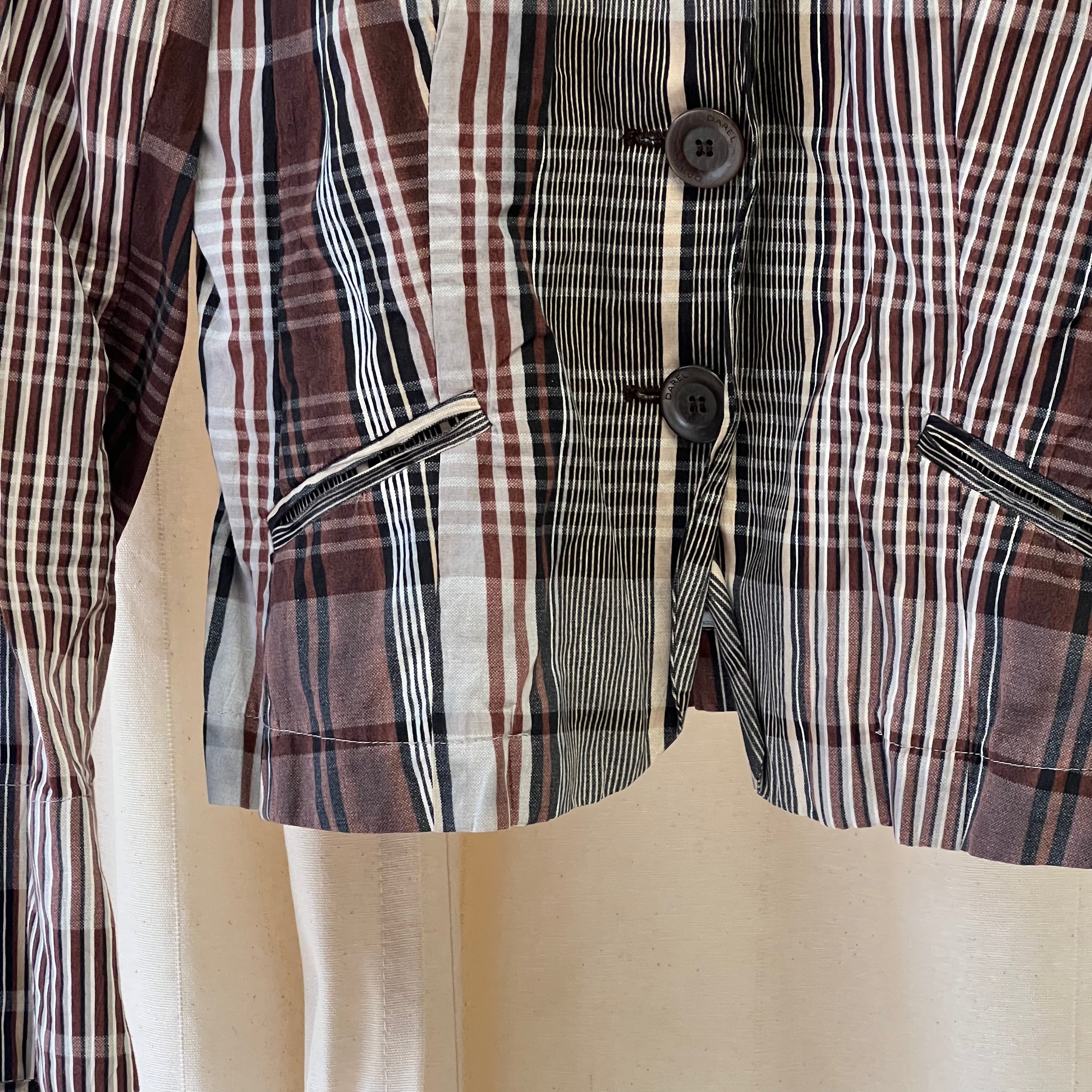 Gerard Darel brown checked cotton blazer