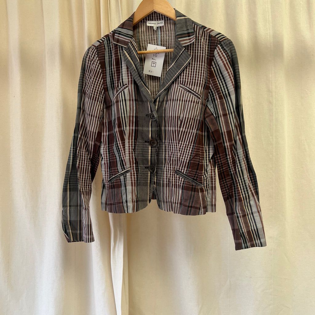 Gerard Darel brown checked cotton blazer