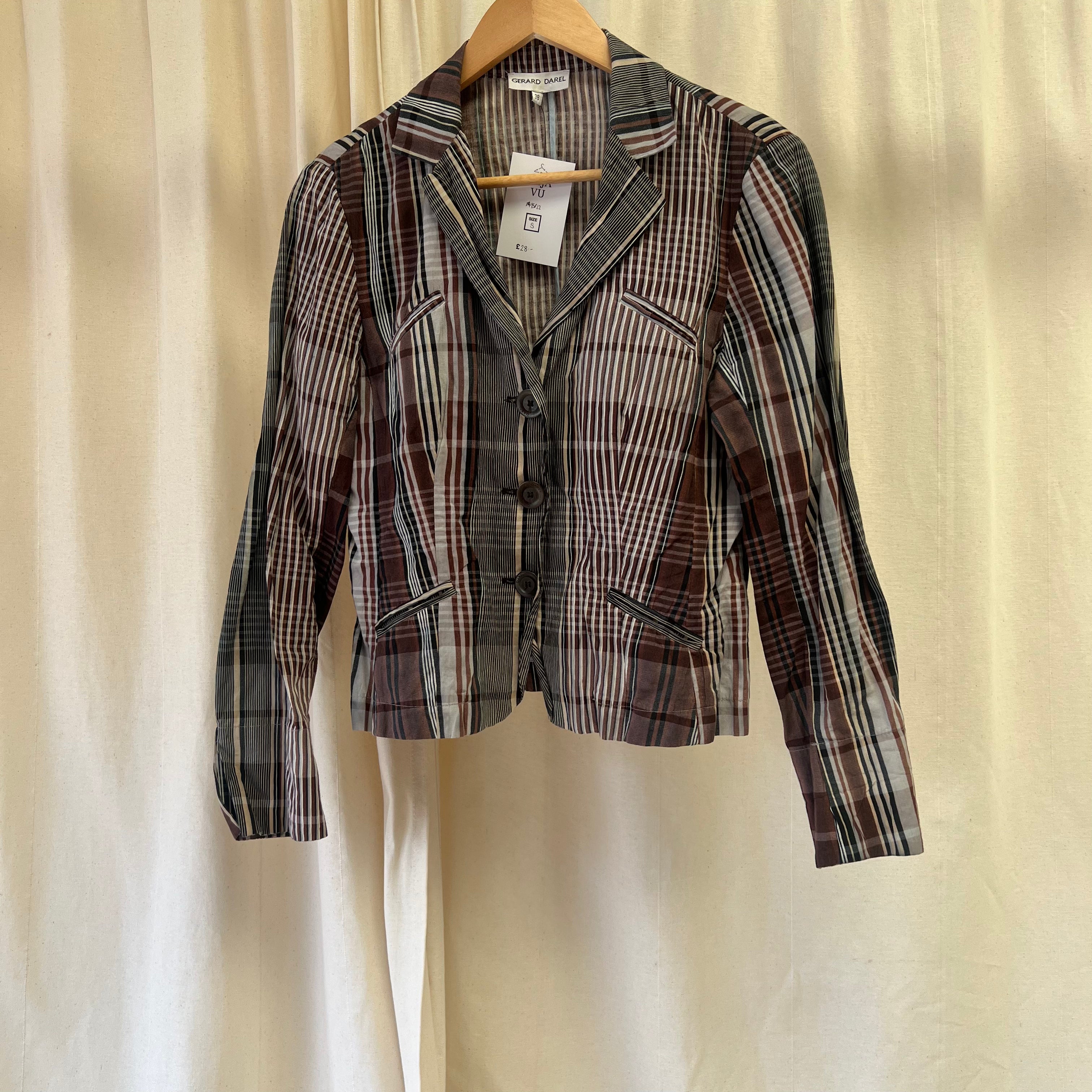 Gerard Darel brown checked cotton blazer