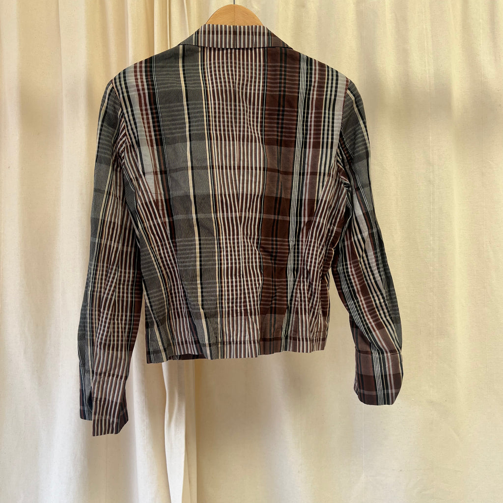 Gerard Darel brown checked cotton blazer
