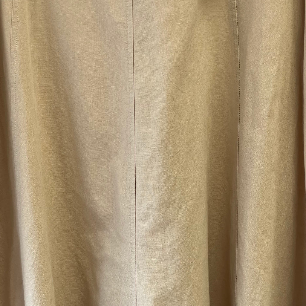 Zara beige linen blend midi skirt with hessian belt