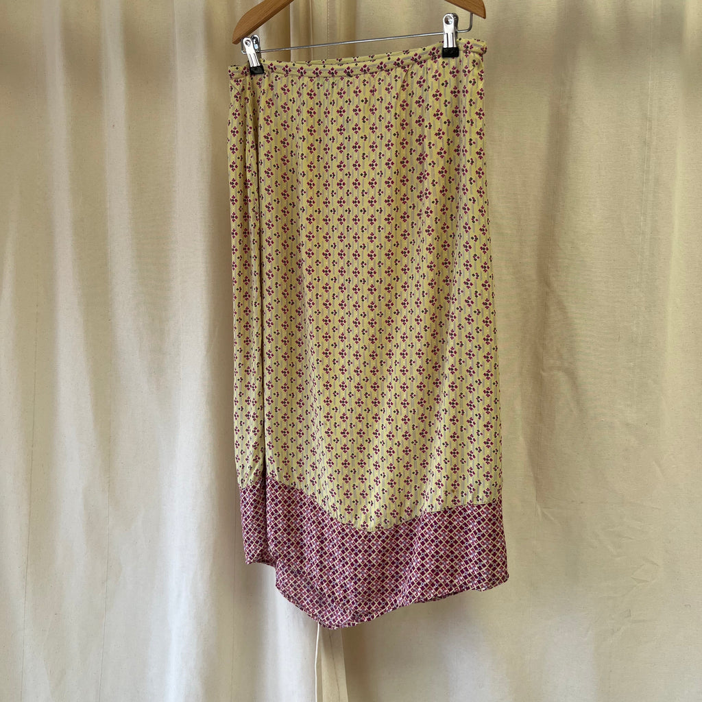 Taillissime yellow pink pattern midi skirt