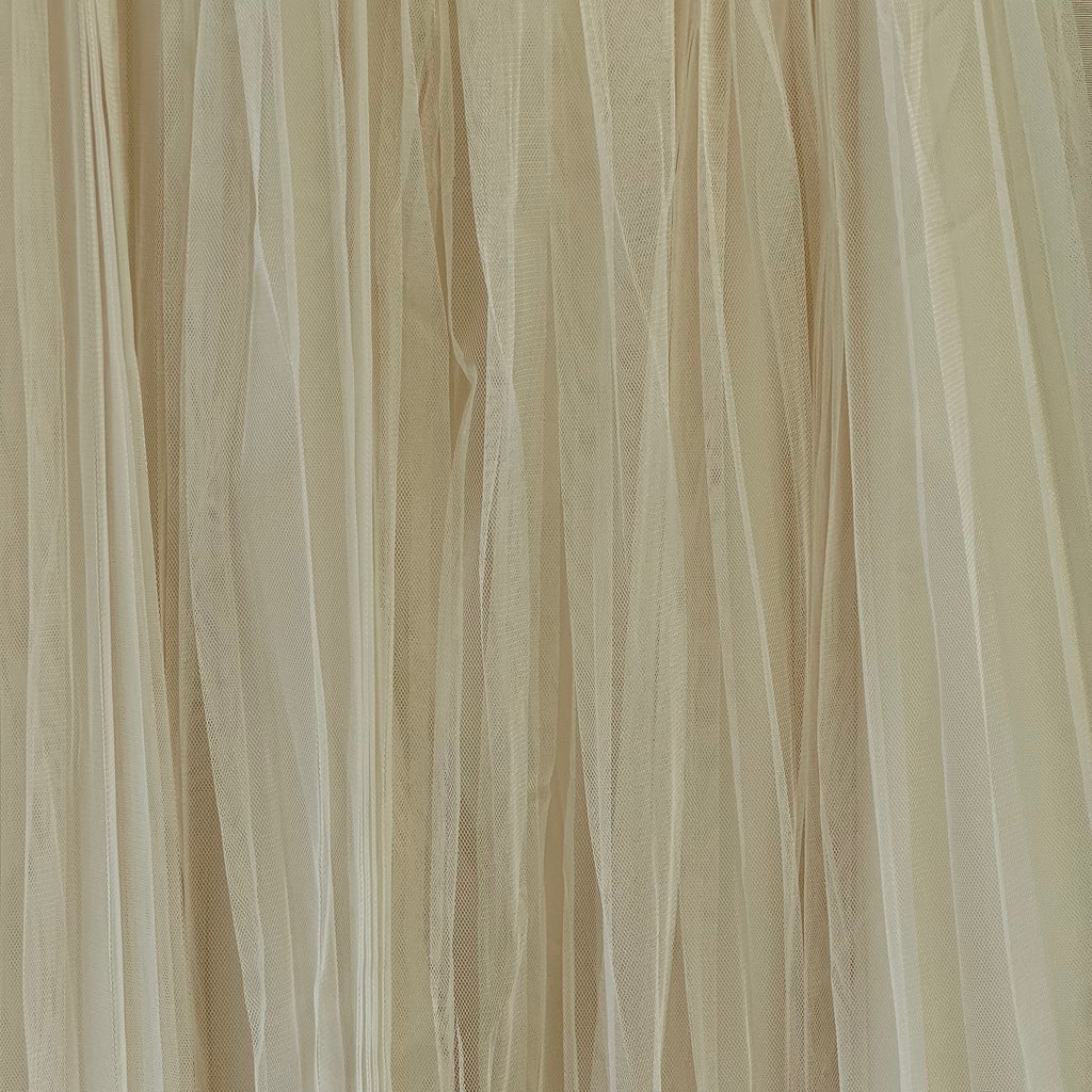 Cream tulle pleated midi skirt