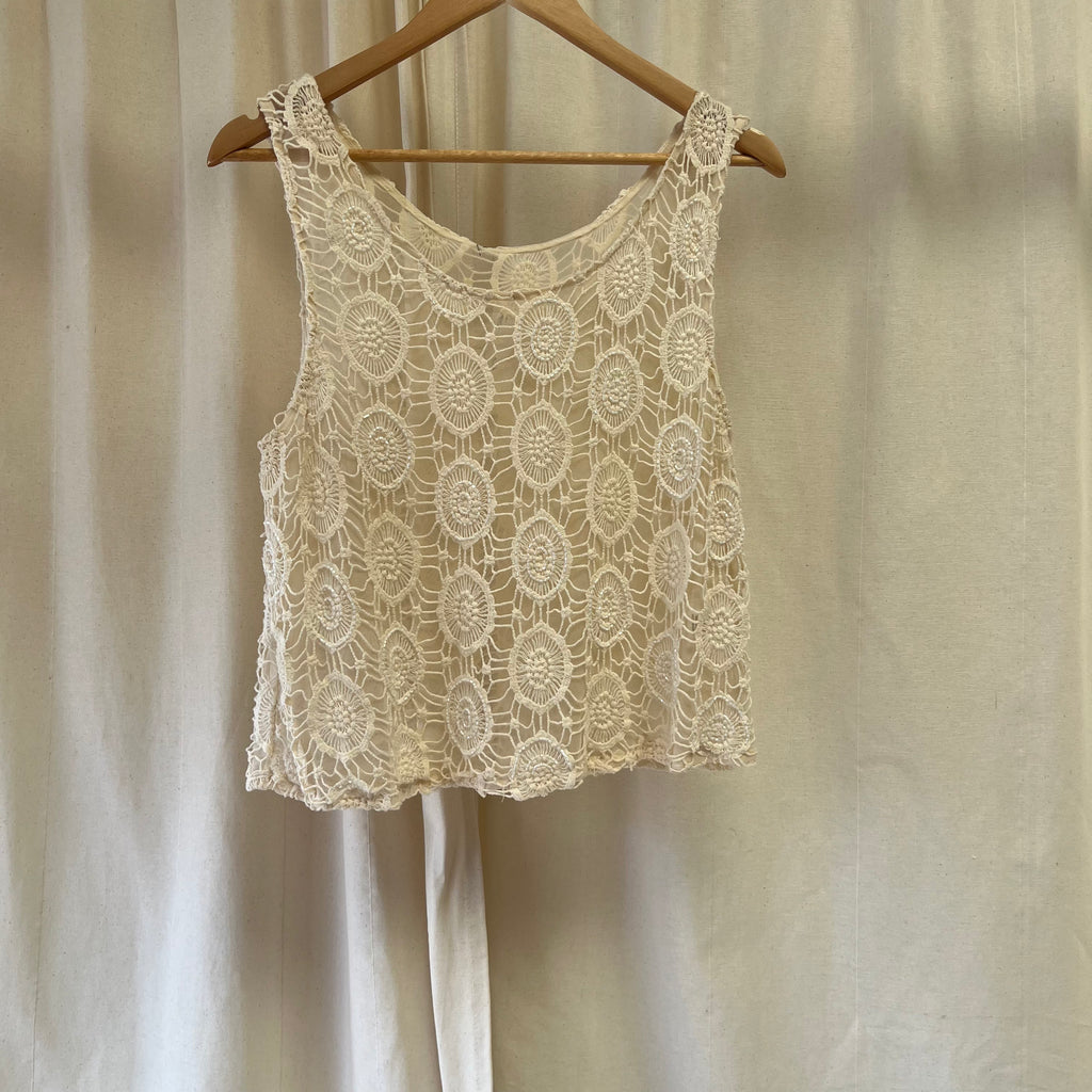 River Island crochet cream beaded cami