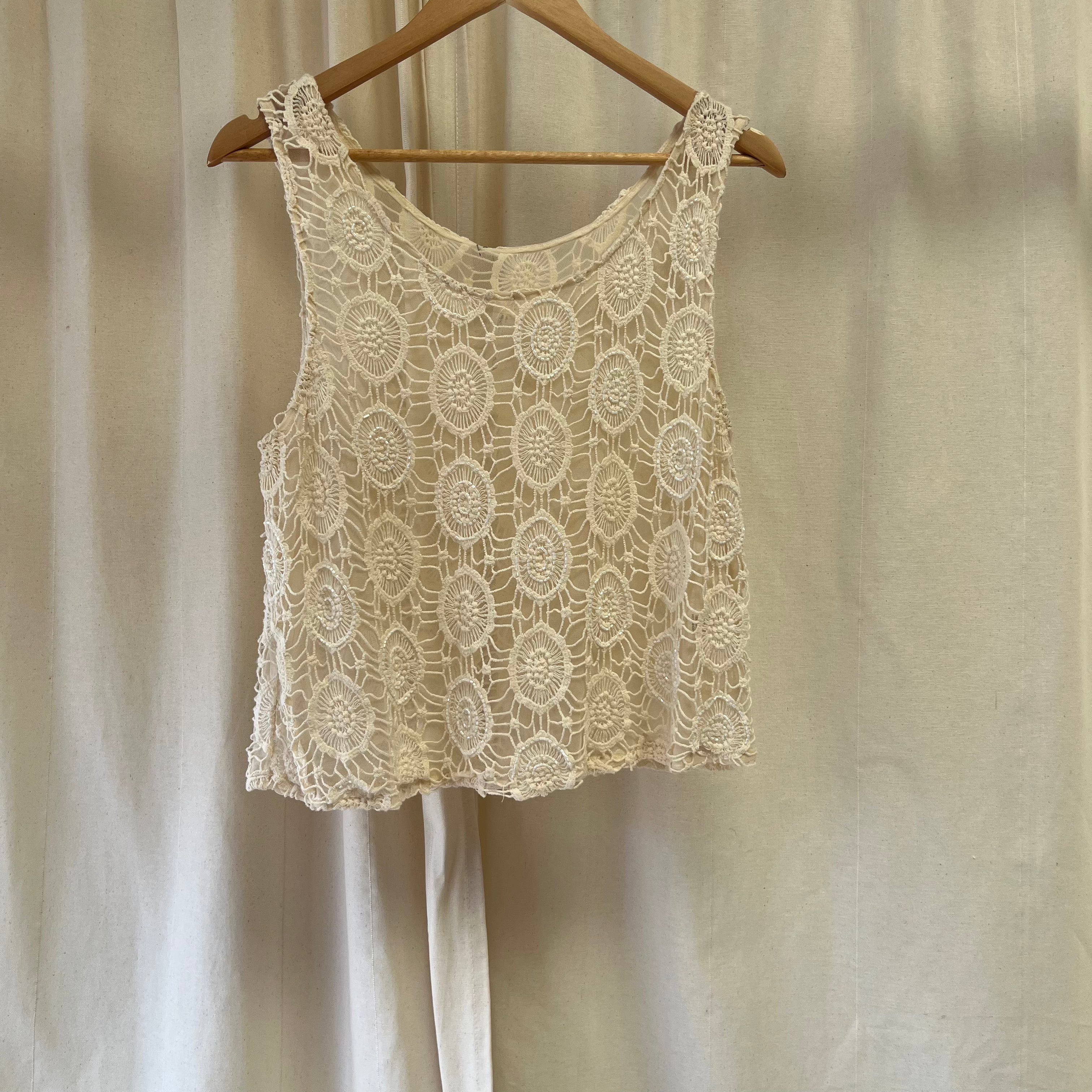 River Island crochet cream beaded cami