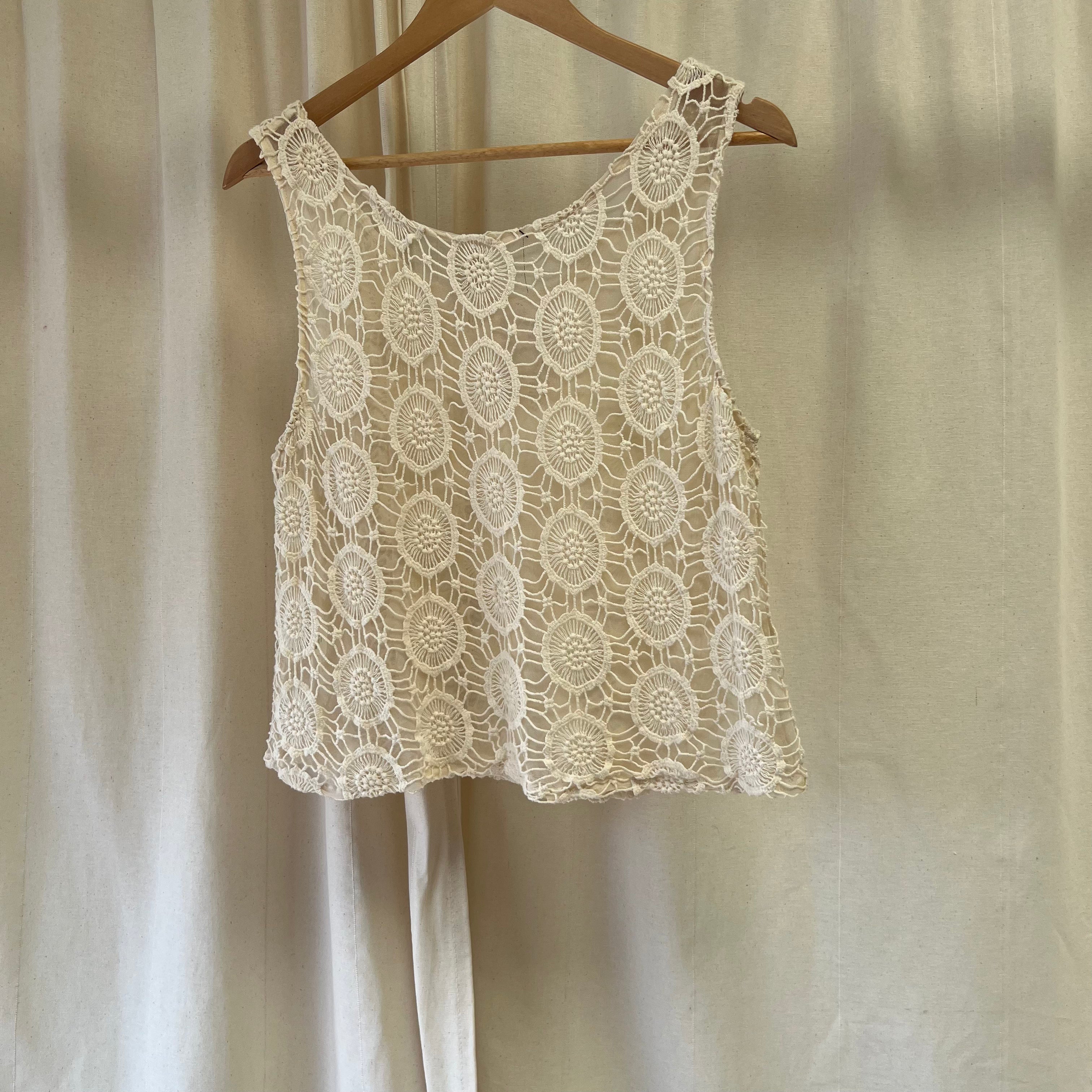 River Island crochet cream beaded cami