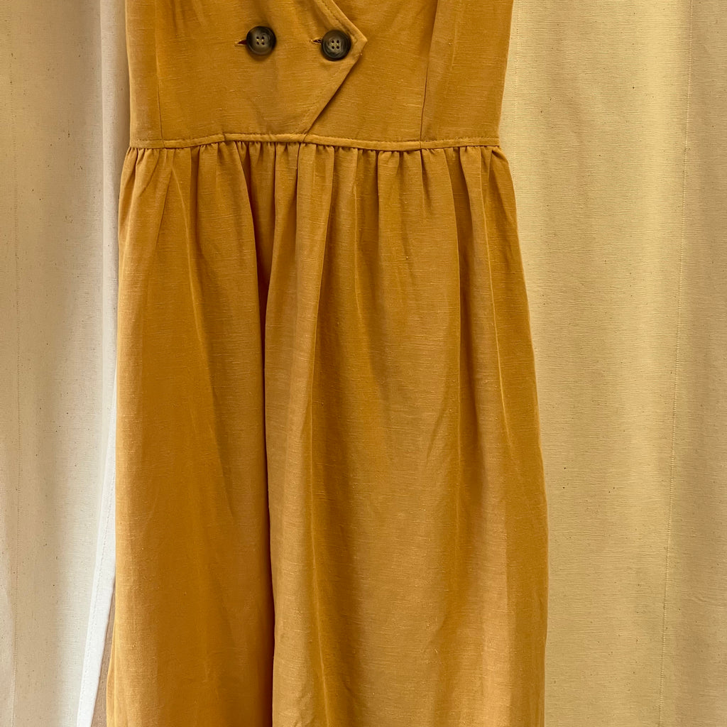 Zara yellow button front strap pinafore dress