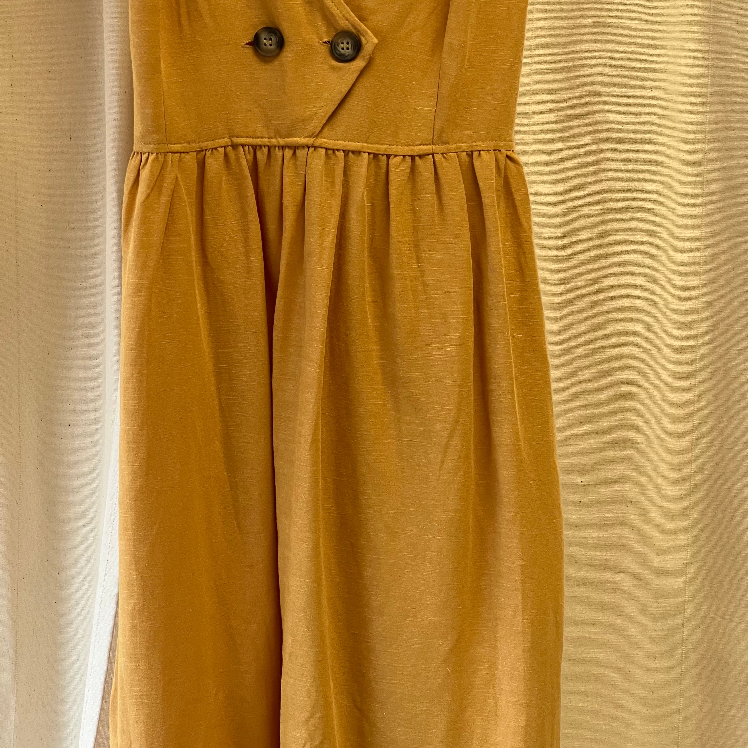 Zara yellow button front strap pinafore dress