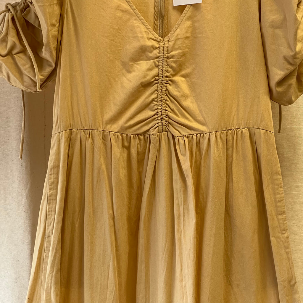 Sea New York butter yellow rouched sleeved smock maxi dress