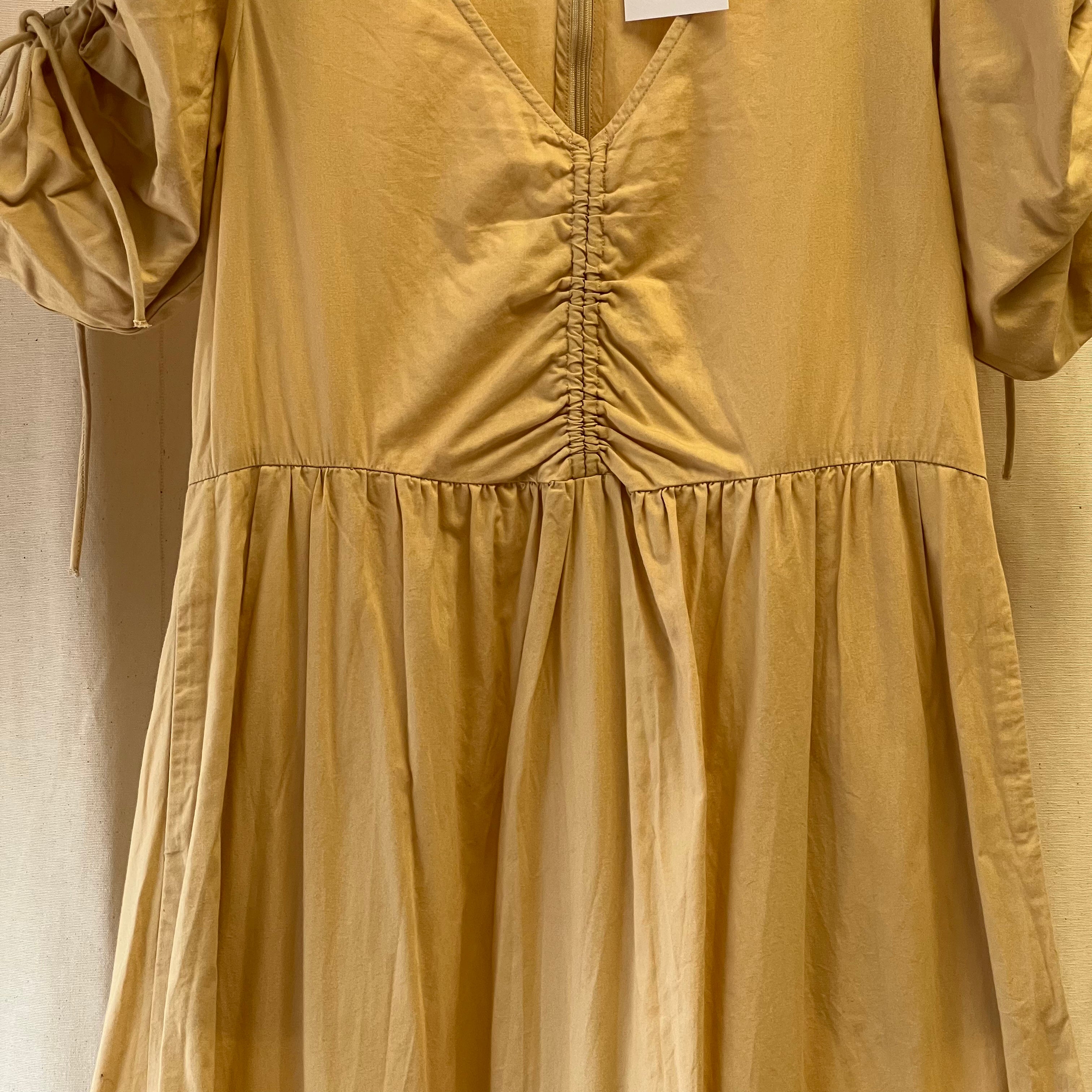 Sea New York butter yellow rouched sleeved smock maxi dress