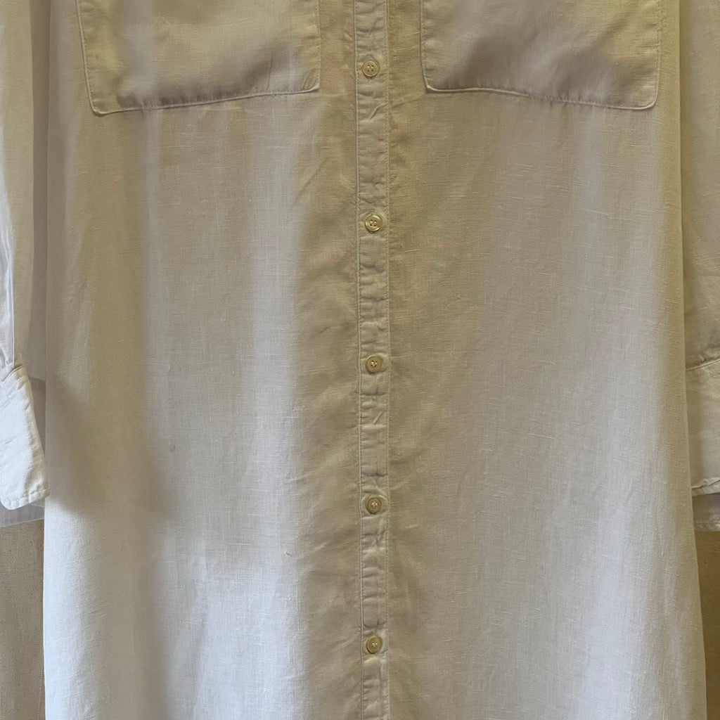 H&M white linen shirt dress maxi length