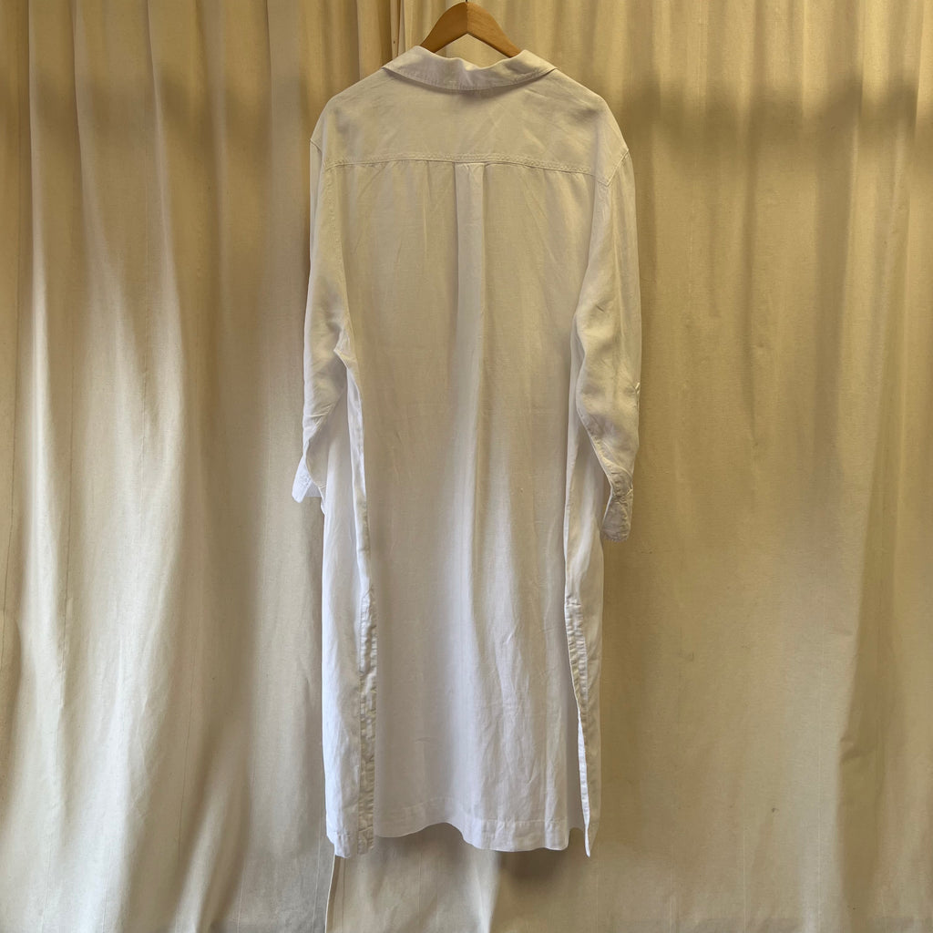 H&M white linen shirt dress maxi length
