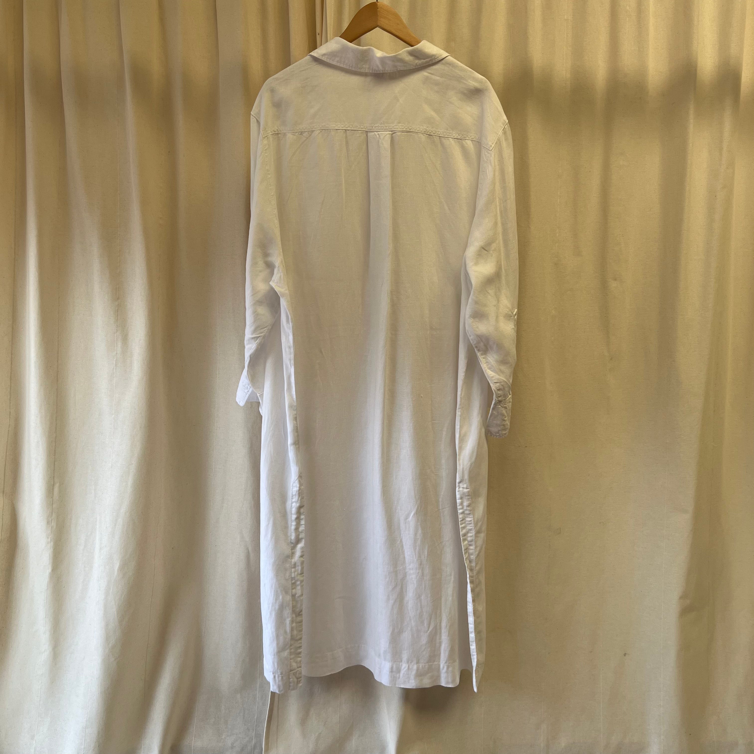 H&M white linen shirt dress maxi length