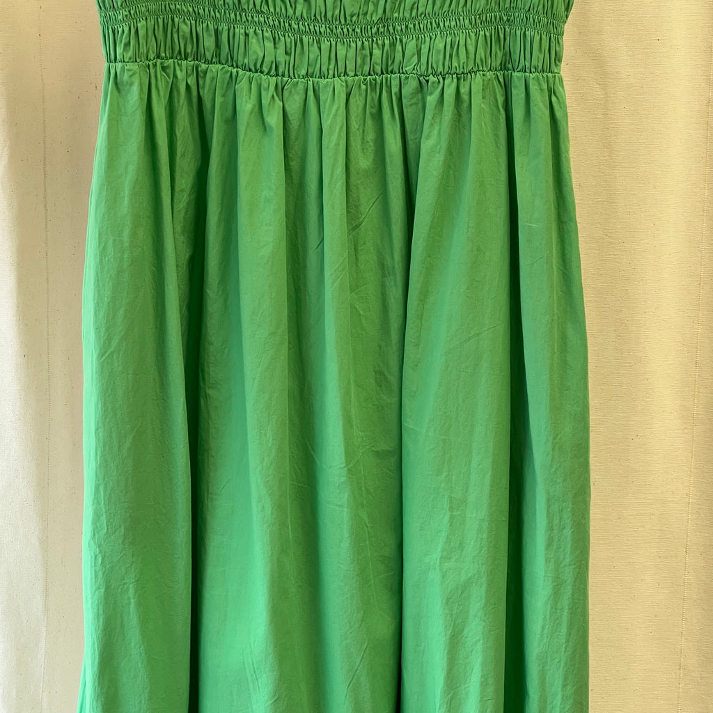 Whistles green gathered bodice strap maxi dress