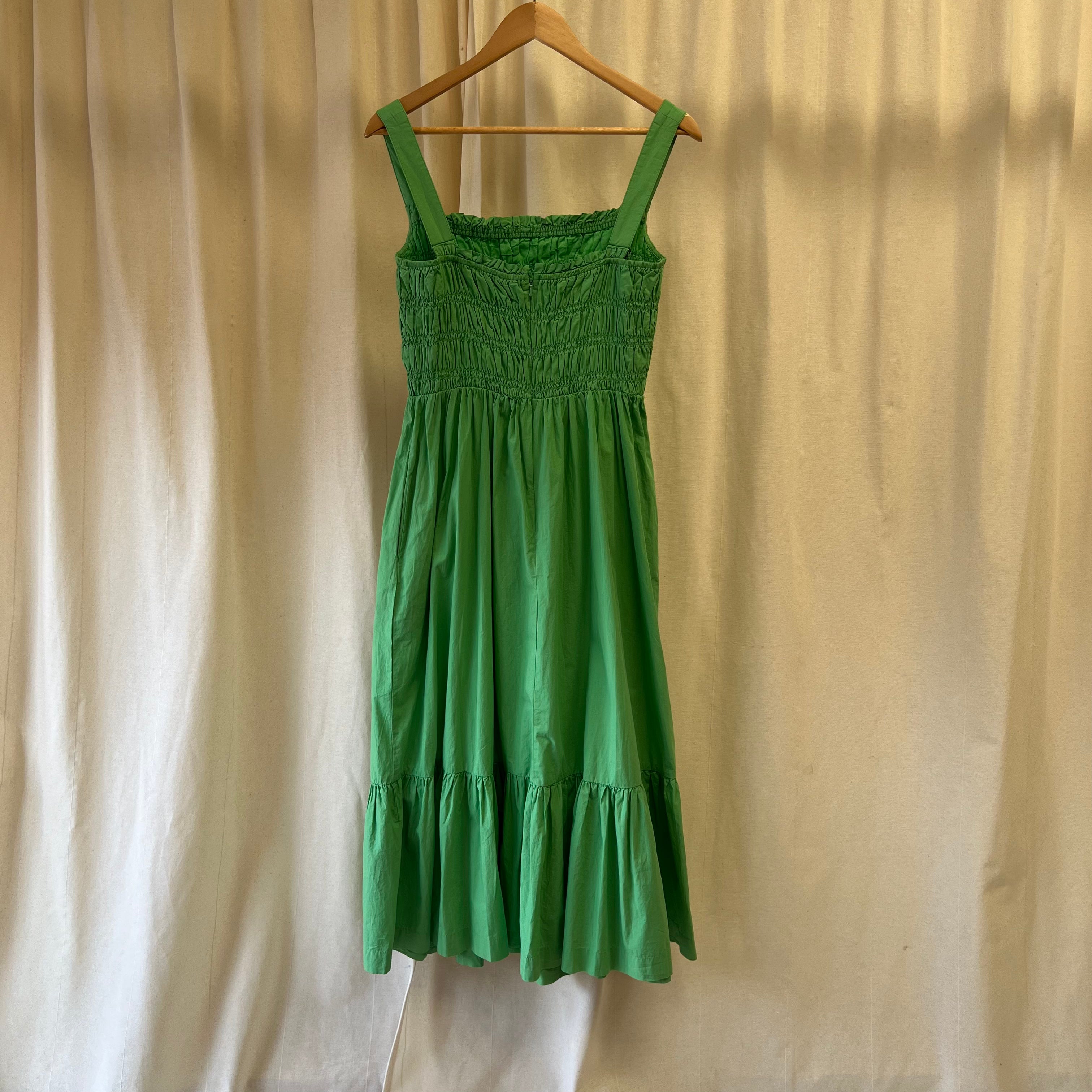 Whistles green gathered bodice strap maxi dress