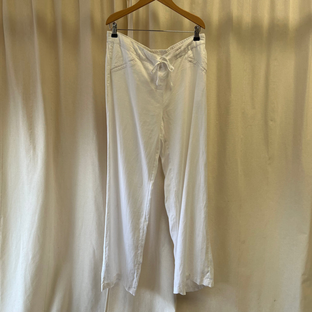 Hobbs white linen trousers w/ draw string waist
