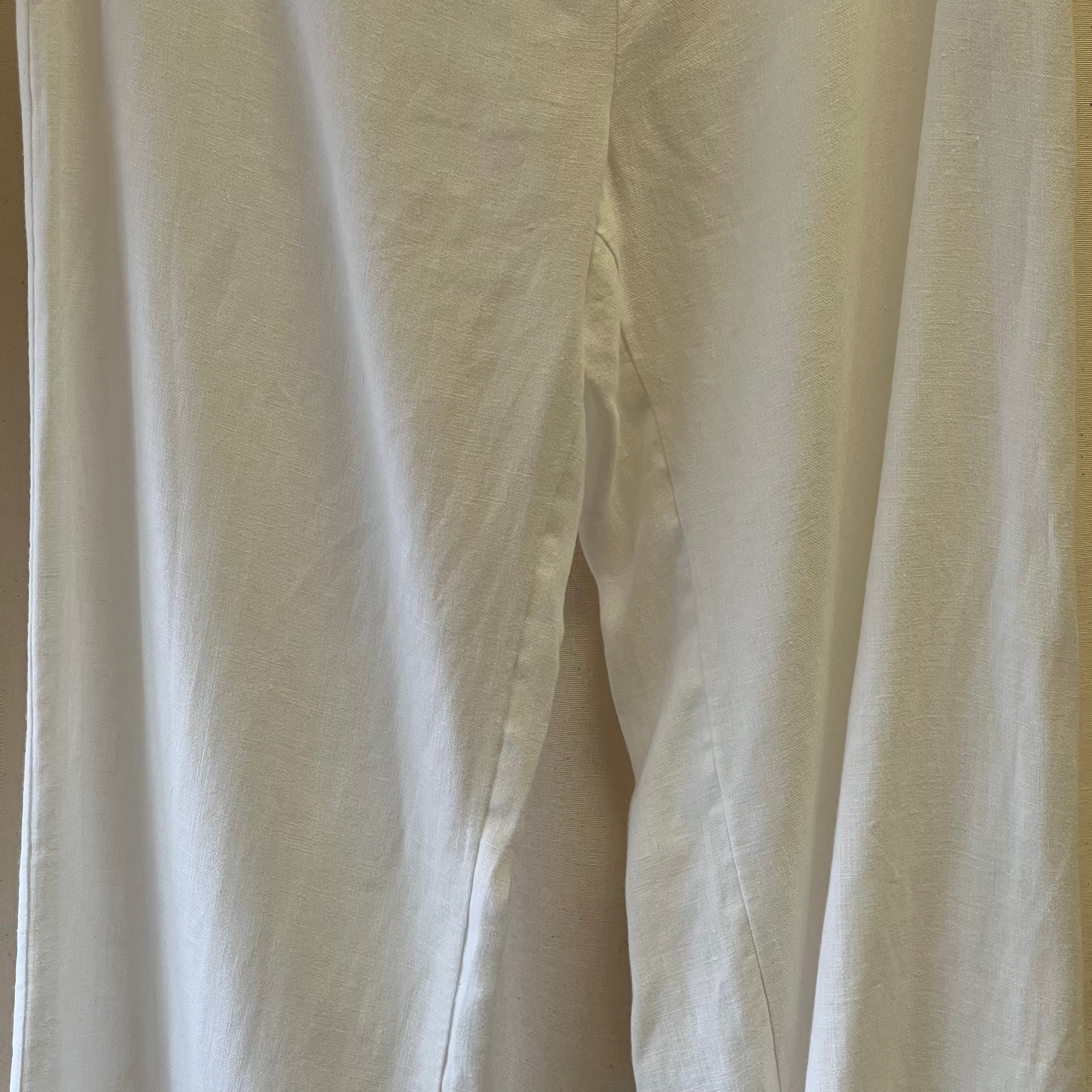 Hobbs white linen trousers w/ draw string waist