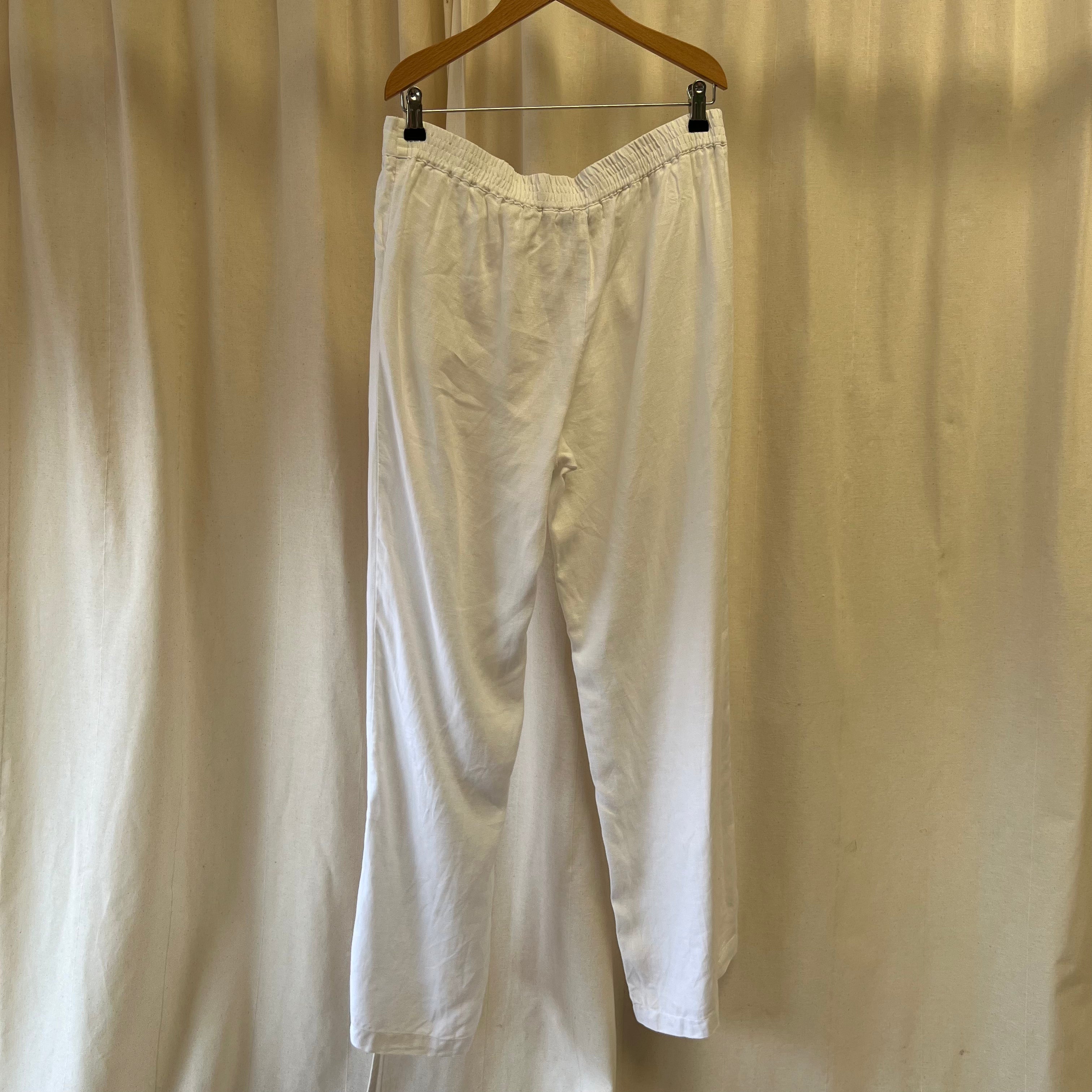 Hobbs white linen trousers w/ draw string waist