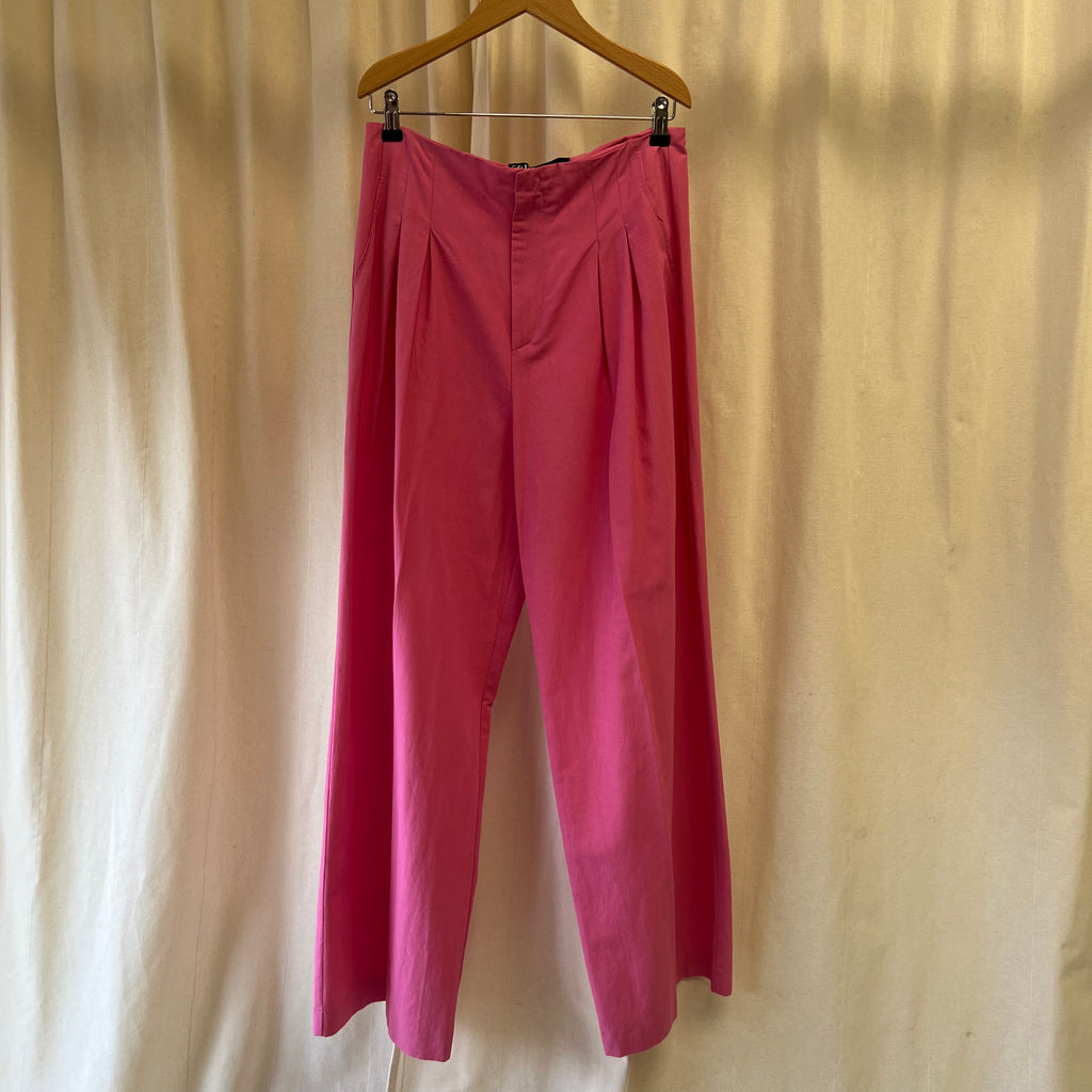 Zara hot pink wide leg trousers