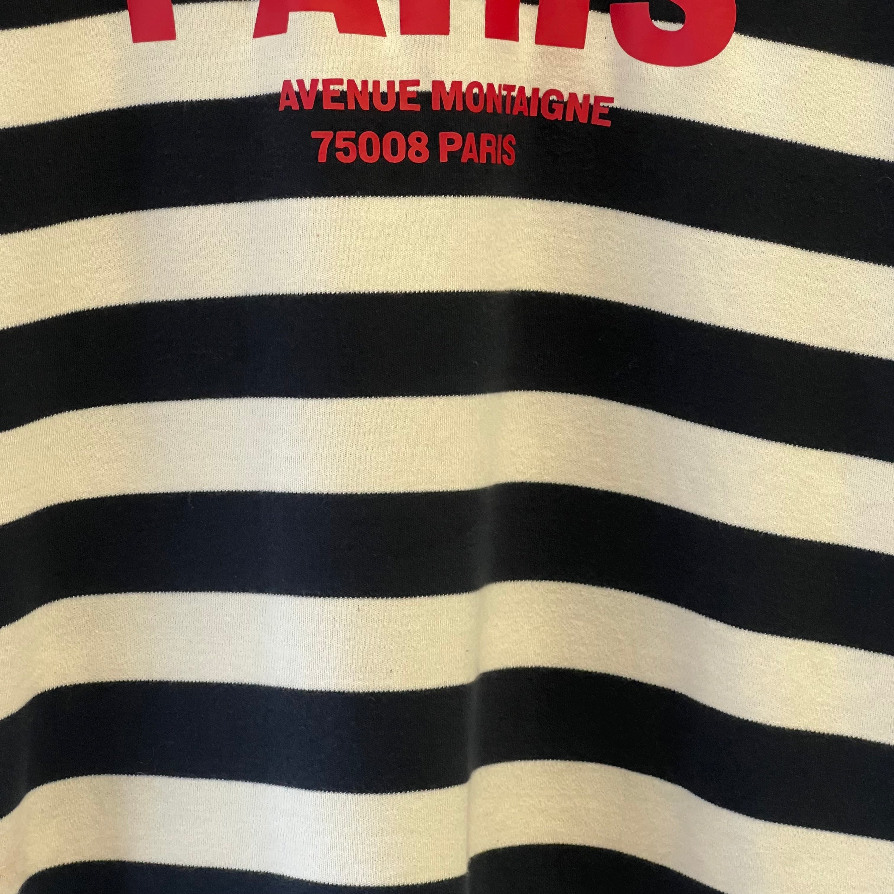 Mint Velvet stripped black and cream cotton short-sleeve t-shirt with PARIS text