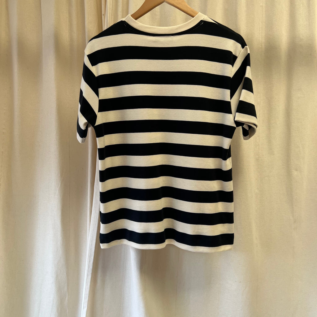 Mint Velvet stripped black and cream cotton short-sleeve t-shirt with PARIS text