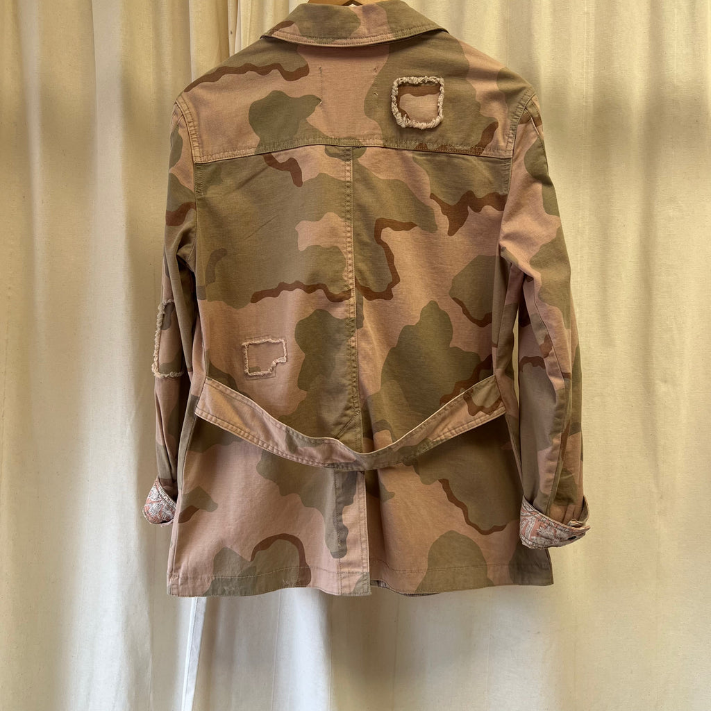 Anthropologie pink camoflage shirt jacket