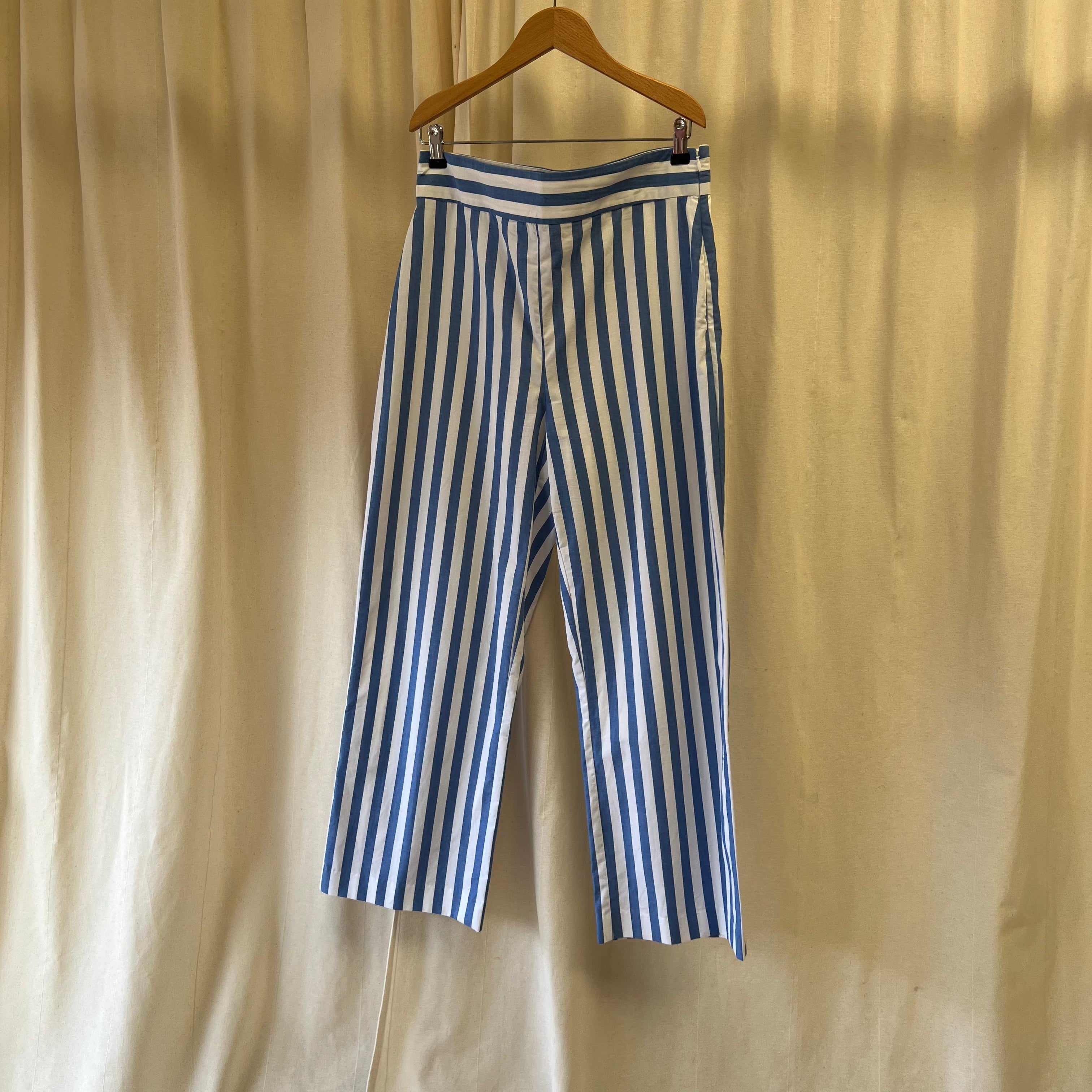 Sézane white and blue striped sleeveless shirt and trouser co-ord