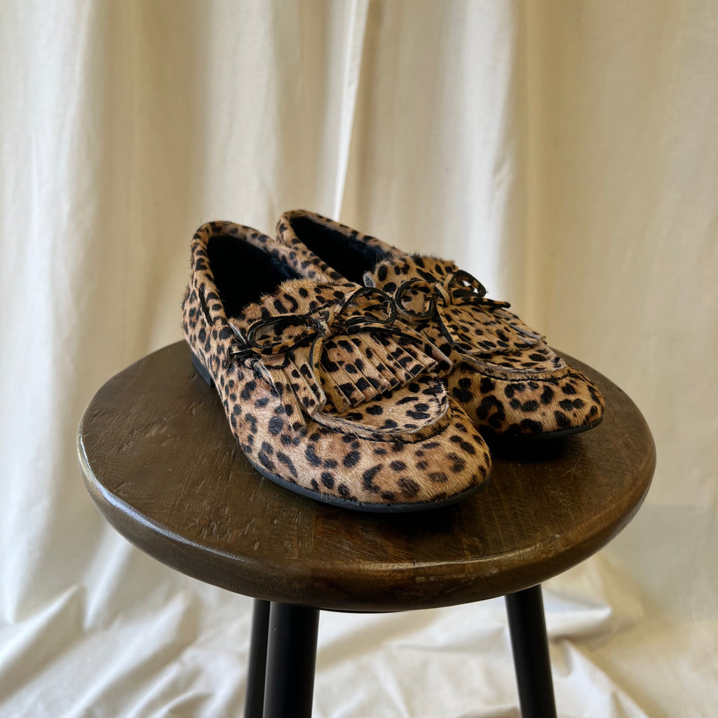 Mint Velvet leopard print horse hair brogues