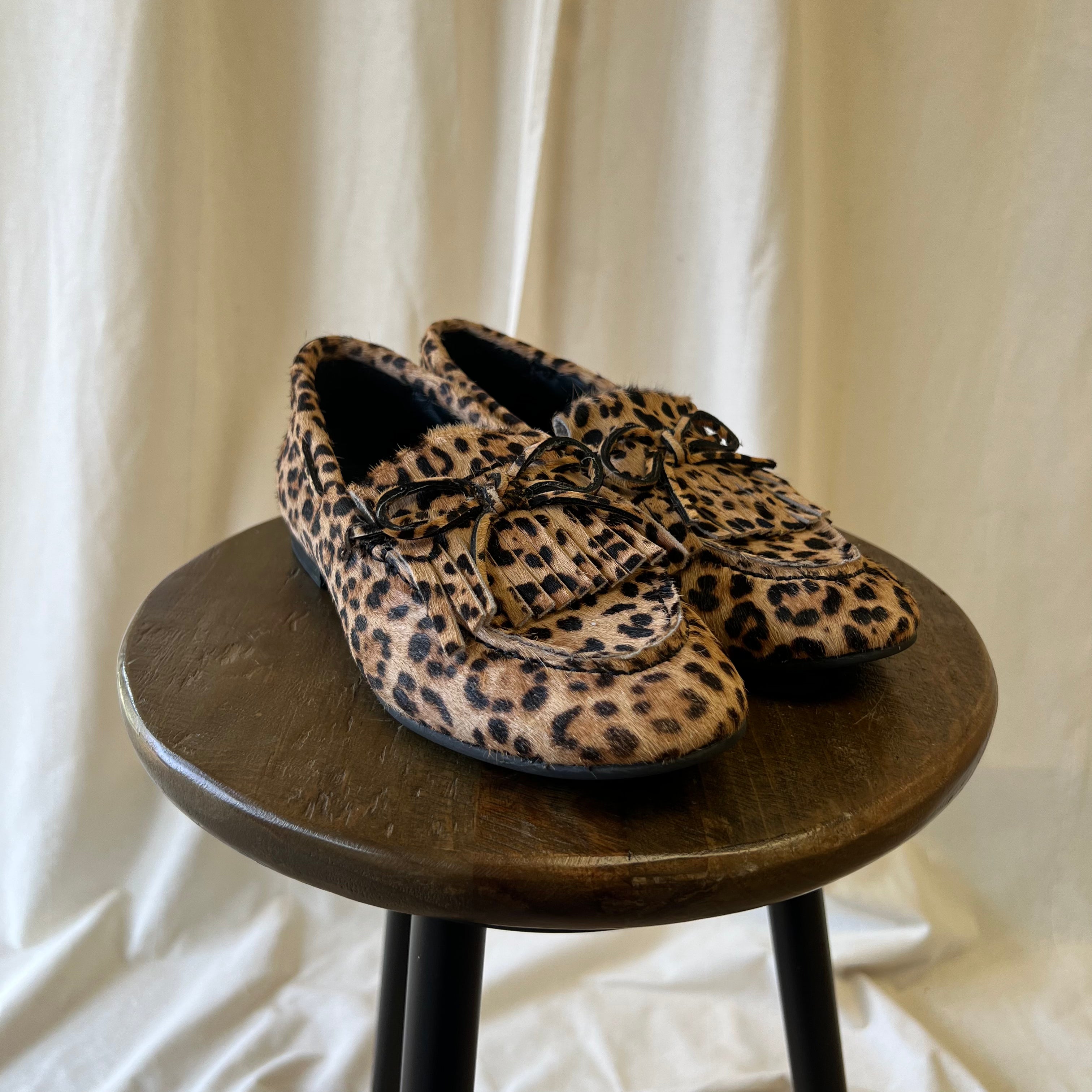 Mint Velvet leopard print horse hair brogues